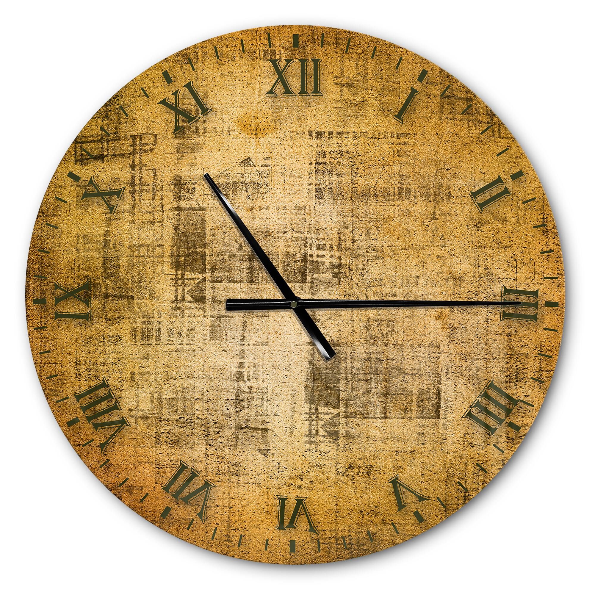 Designart 'Antique Face On Parchment Rustic Wall Clock