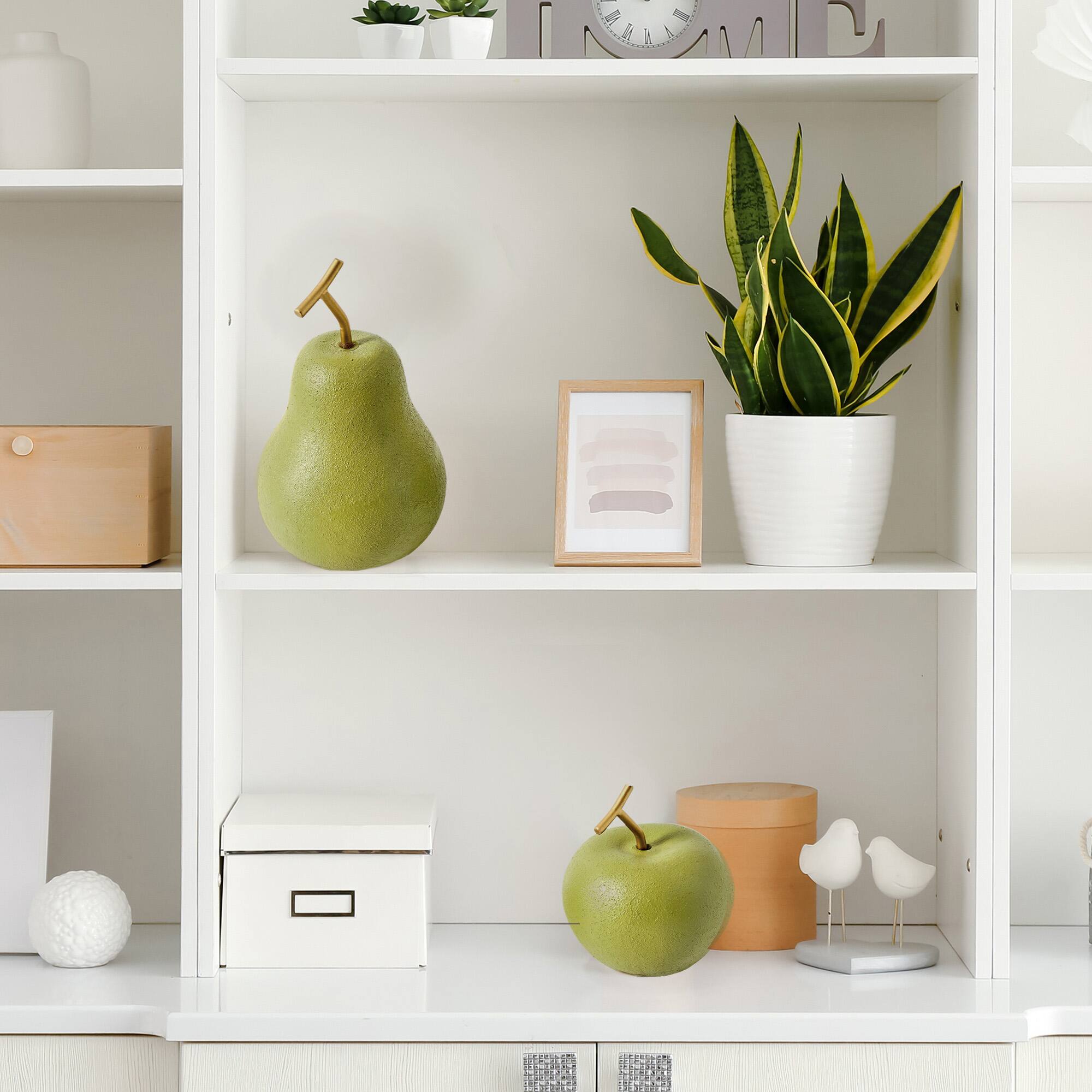 American Art Décor Green Fruit Tabletop Apple & Pear Set