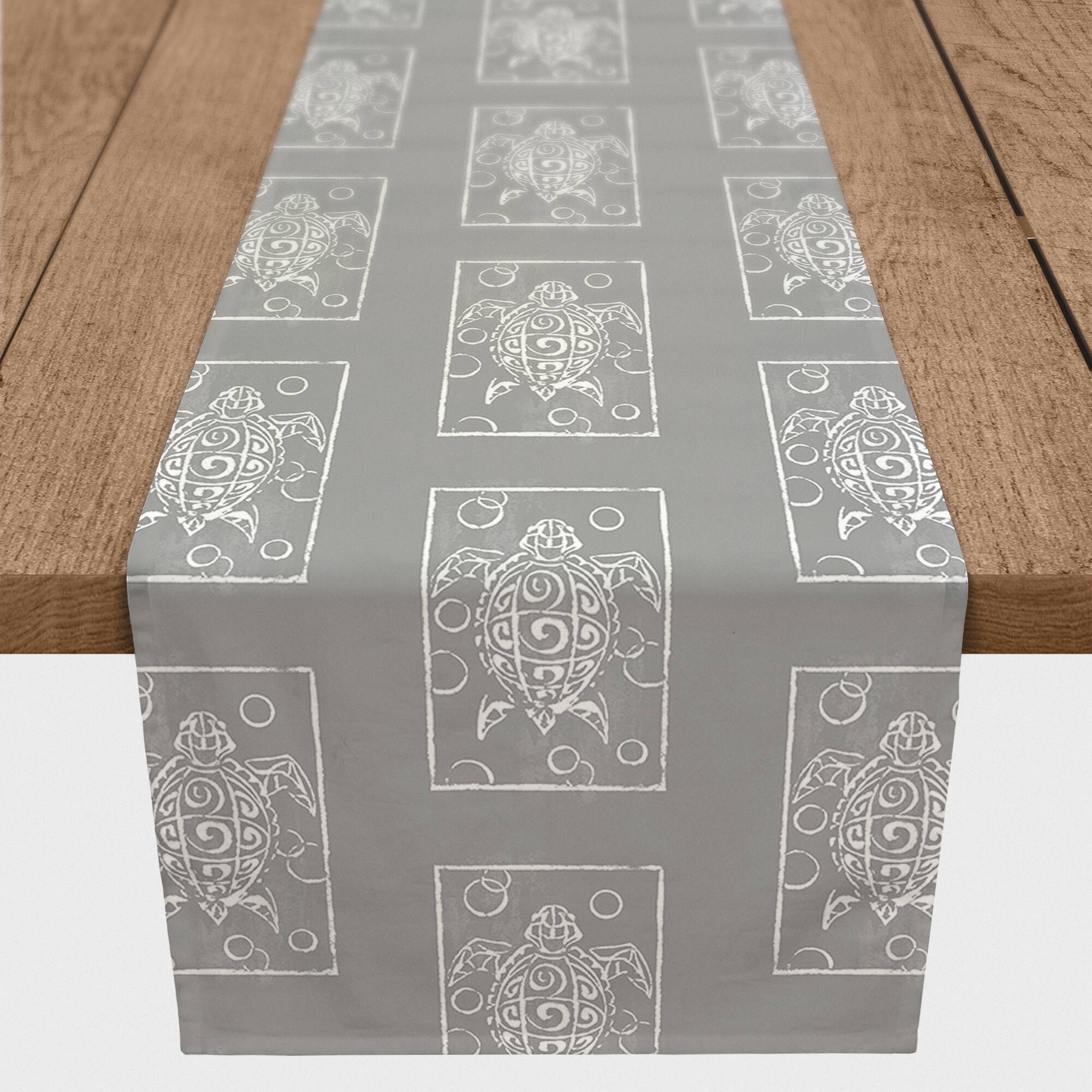 Sea Turtle Stamp Indoor/Outdoor Table Runner