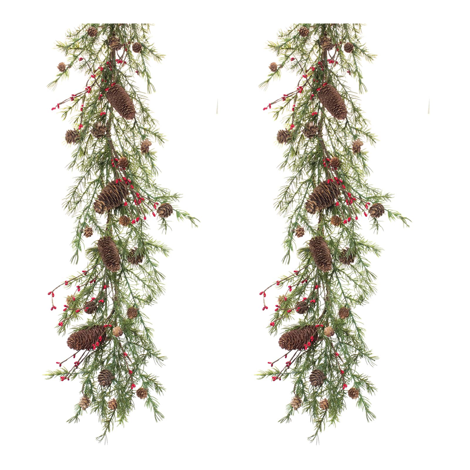 5ft. Christmas Berries Pinecone Twig Garlands, 2ct.