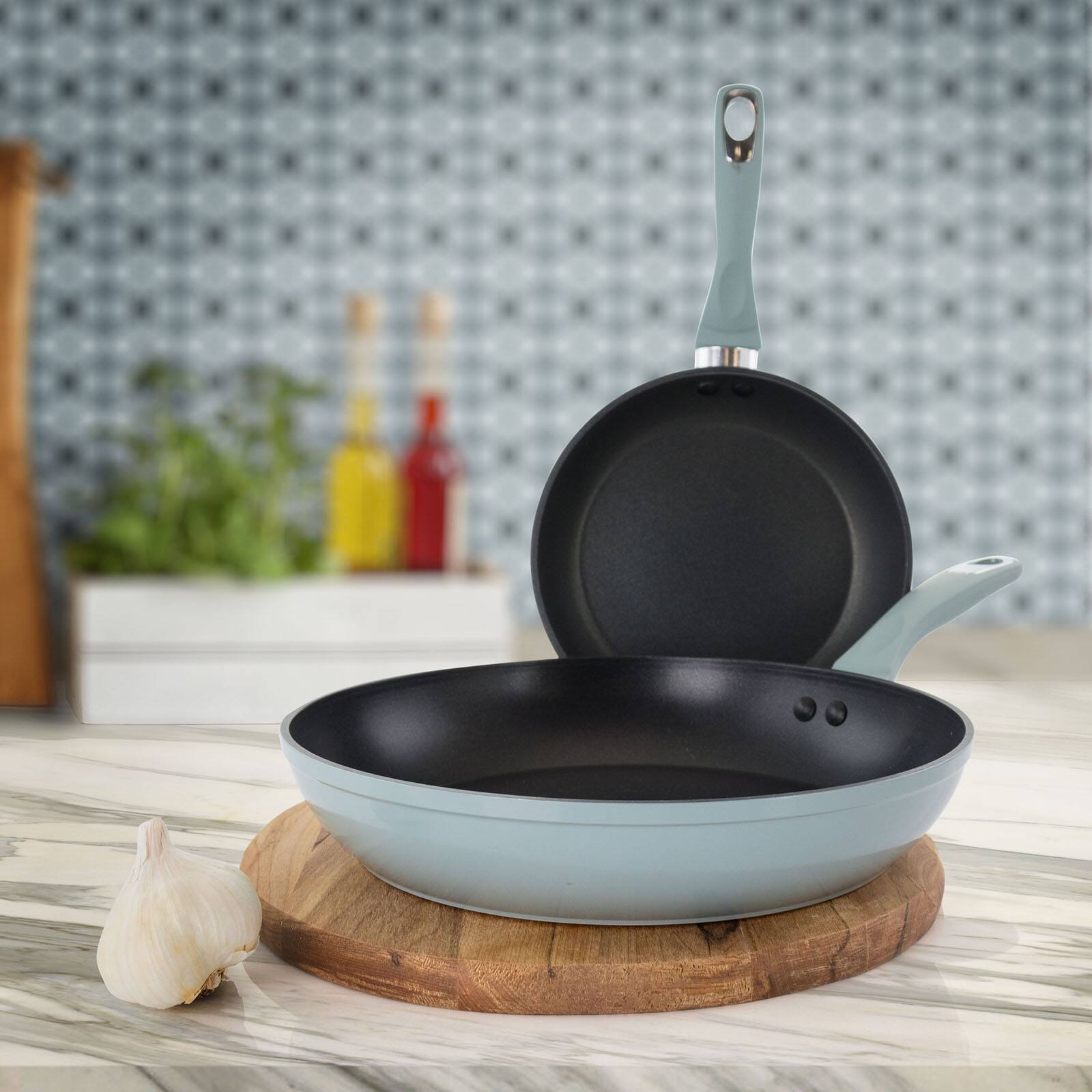 Oster Lynhurst 2-Piece Blue Aluminum Nonstick Frying Pan Set