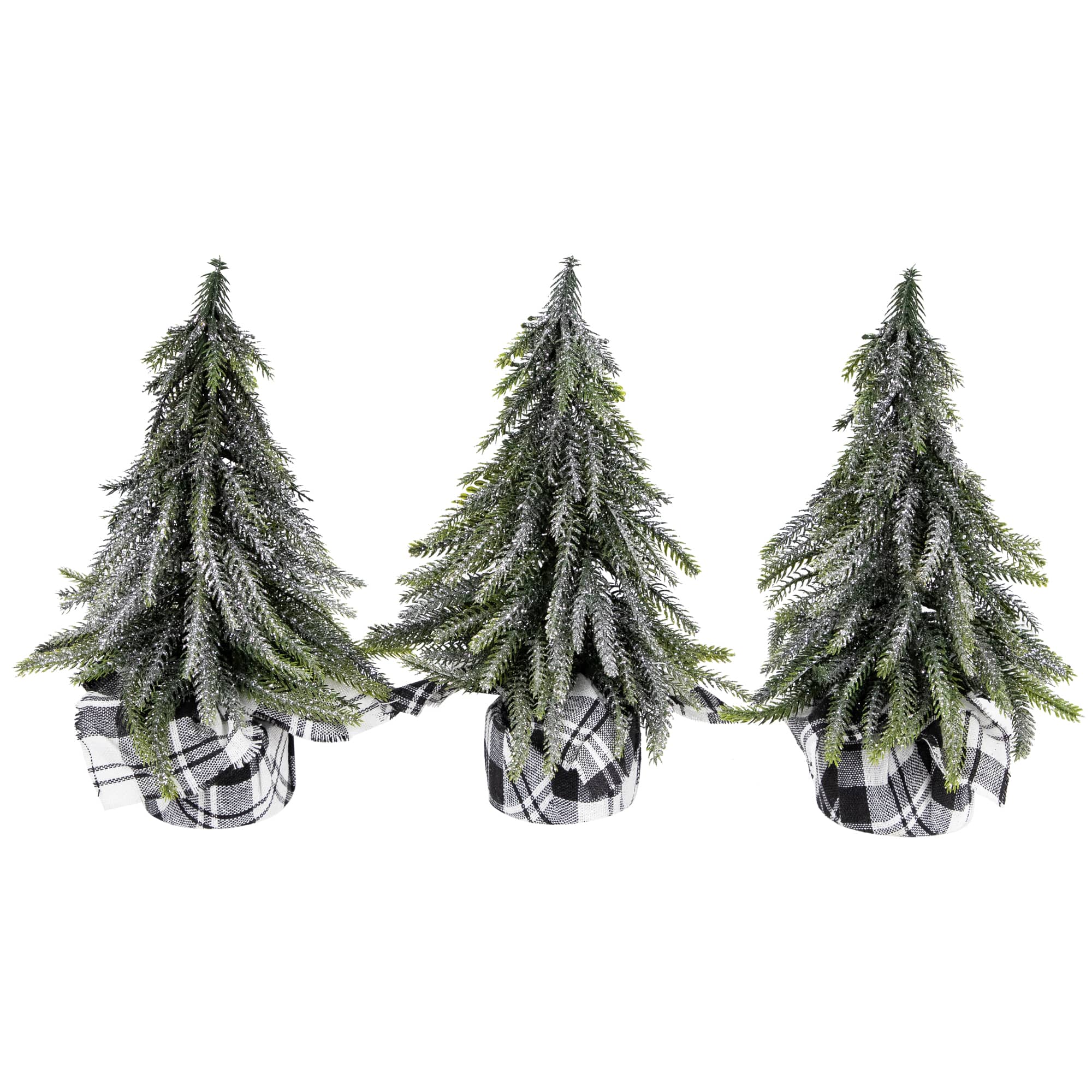 9.5" Unlit Mini Silvery Pine Downswept Artificial Christmas Tree Set