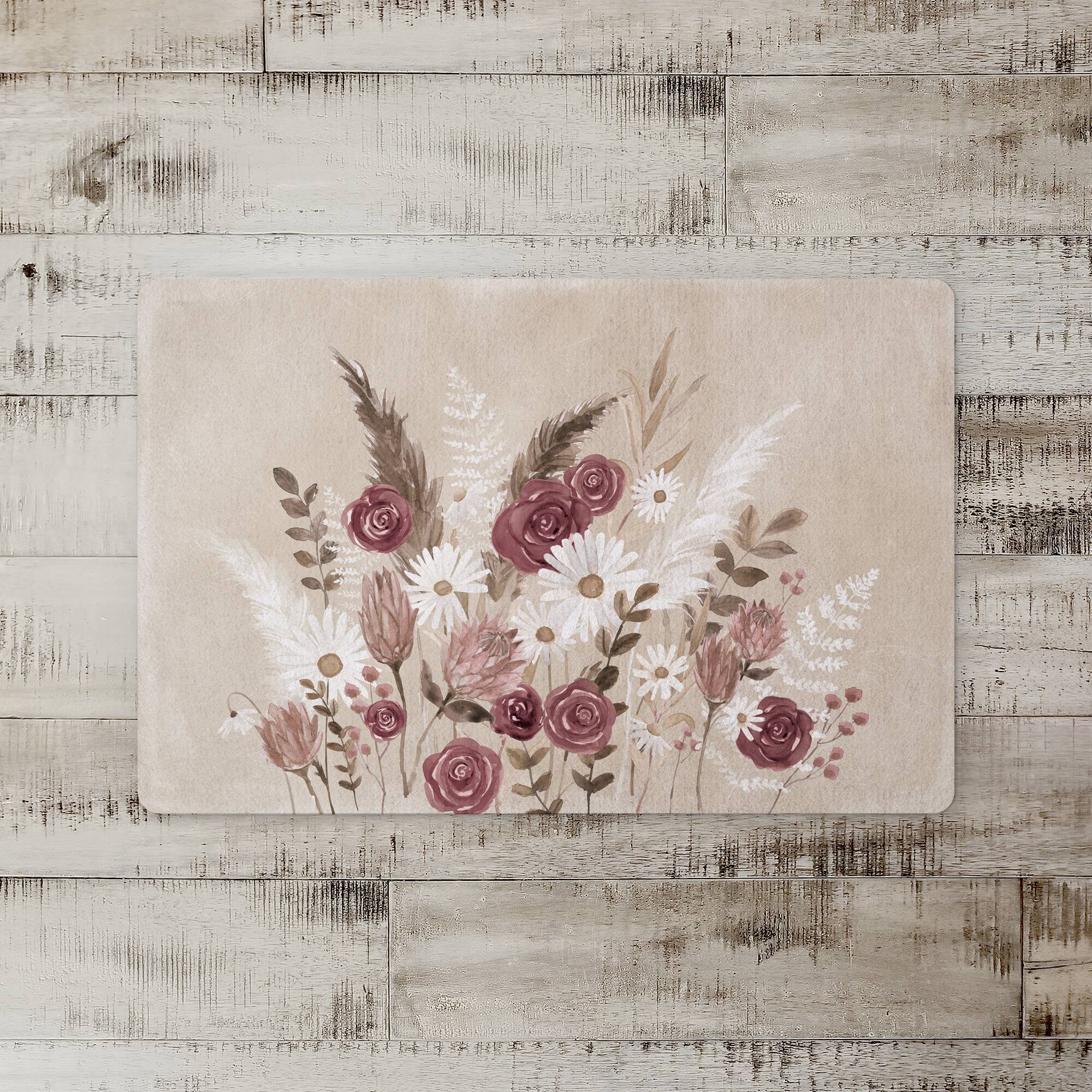 18" x 27" Flowers Mauve Beige Floor Mat