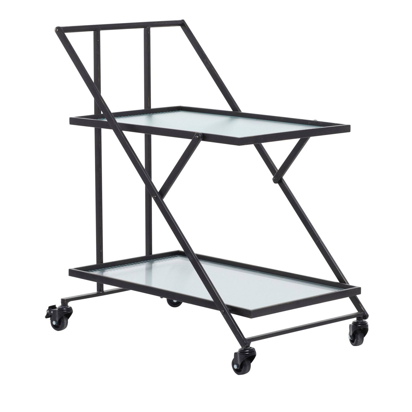 Black Iron Industrial Bar Cart, 32&#x22; x 25&#x22; x 18&#x22;