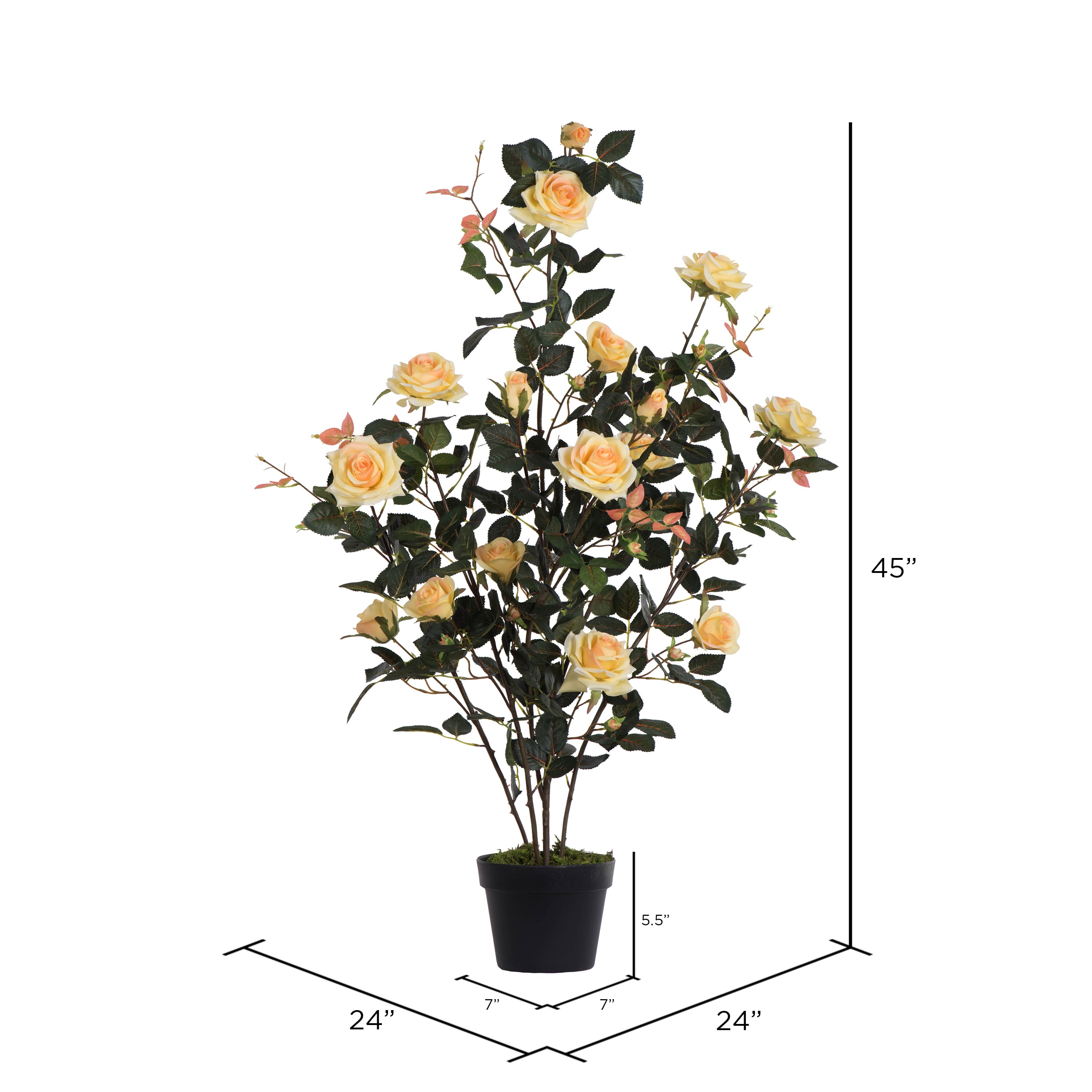 45&#x22; Artificial Yellow Rose Plant in Pot