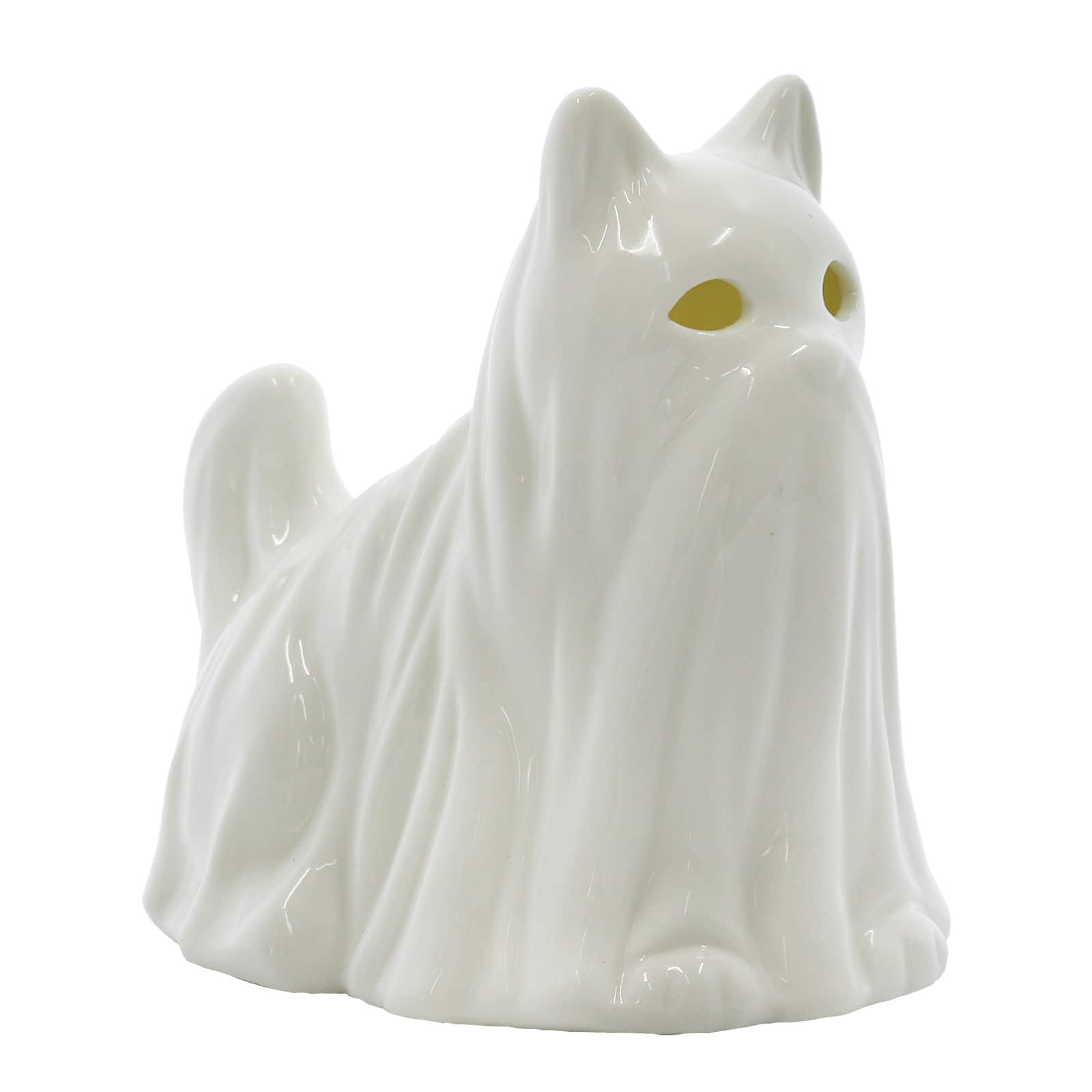 6.5&#x22; White Ghost Cat Pre-Lit Ceramic Tabletop D&#xE9;cor by Ashland&#xAE;