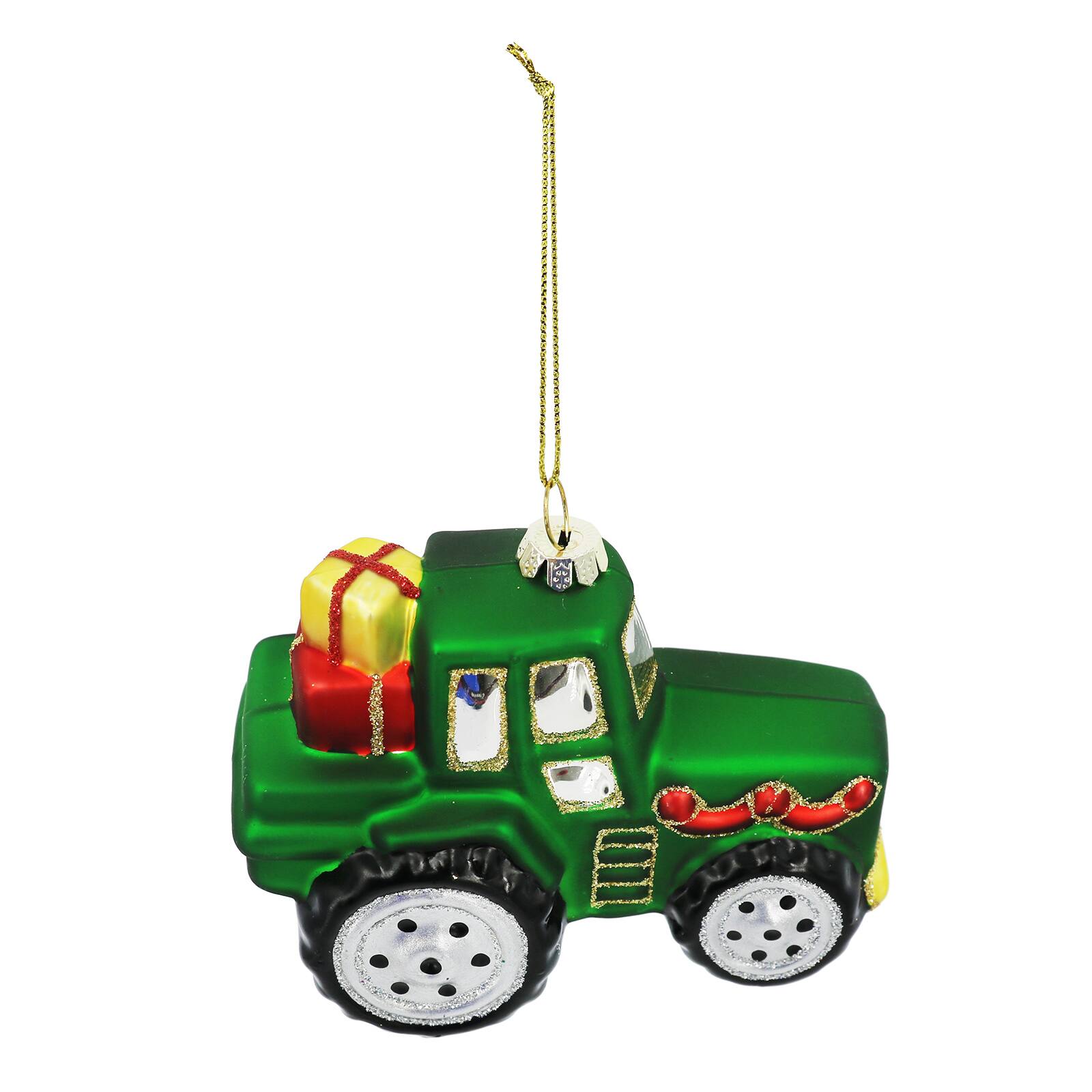Ornement de tracteur en verre vert de 10,2 cm d&#x27;Ashland