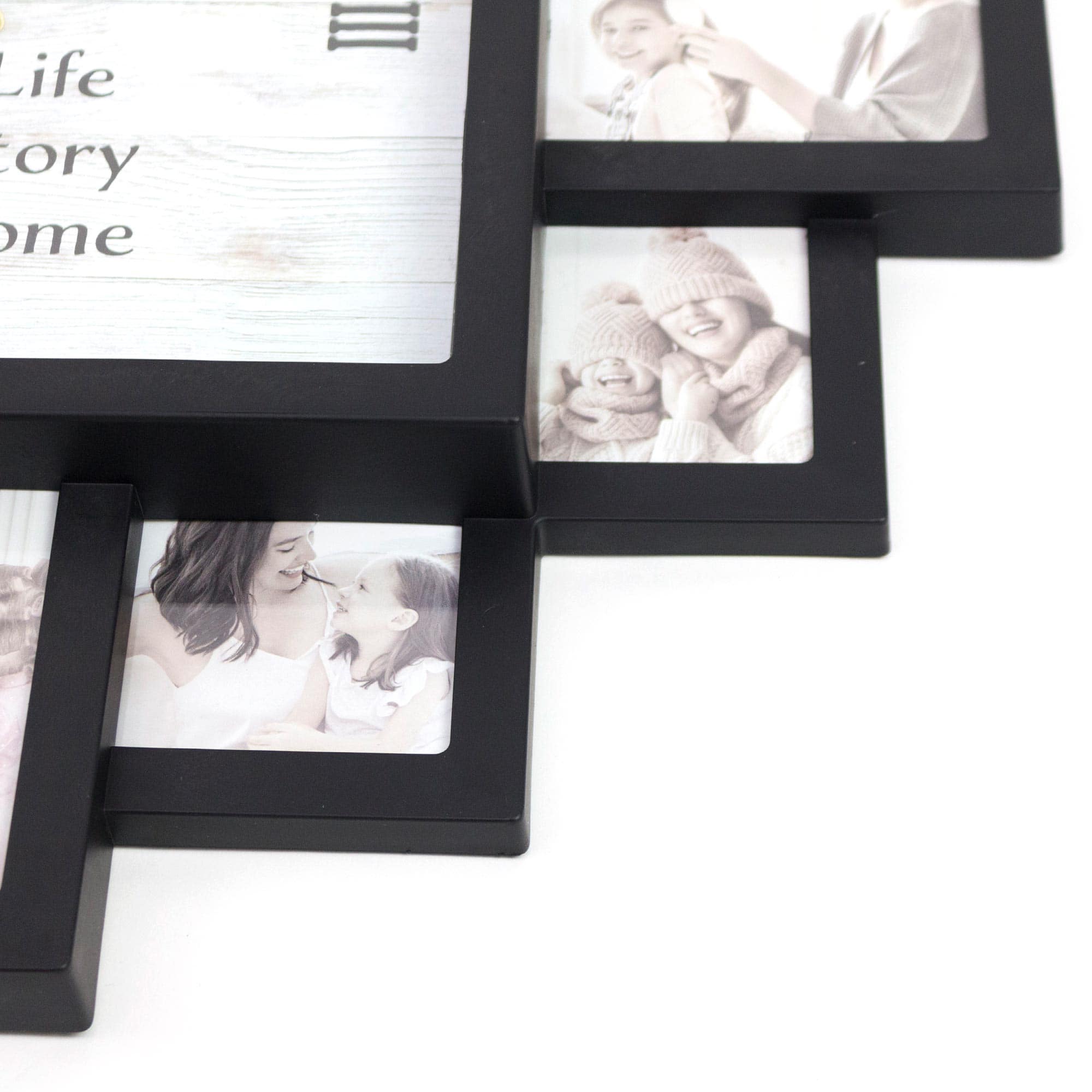 Black Farmhouse Shabby-Chic &#x22;This Is Us&#x22; Picture Frame Wall Collage Clock