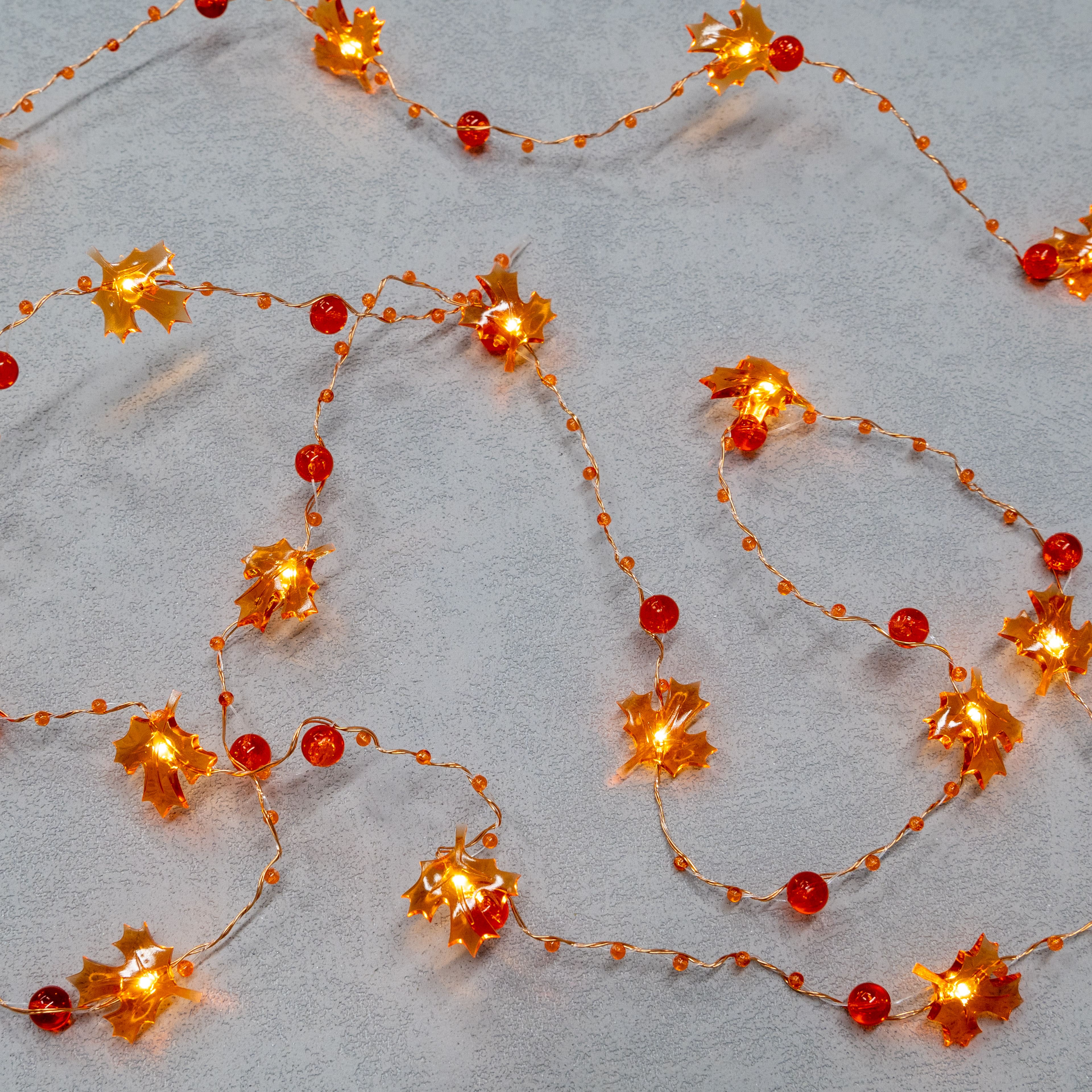 18ct. Warm White LED Leaf Icon &#x26; Beads String Lights by Ashland&#xAE;