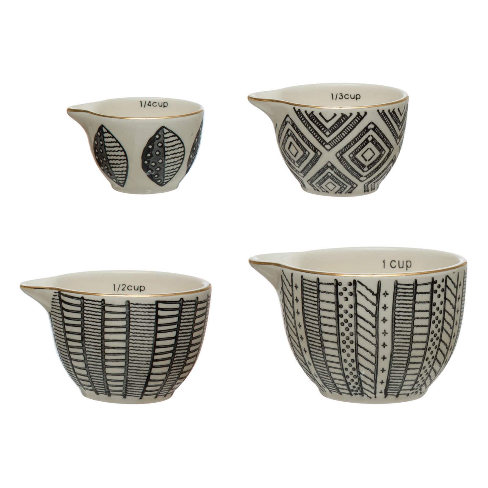 Hello Honey&#xAE; Black &#x26; White Stoneware Measuring Cups Set, 4ct.