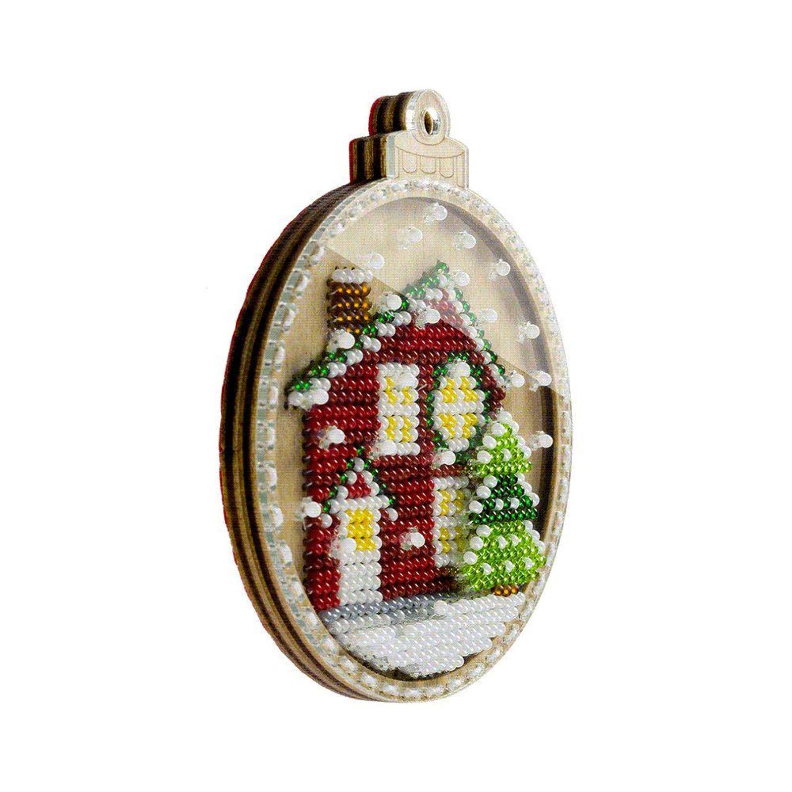 Wonderland Crafts Snowy Home Ornament Bead Embroidery on Wood Kit