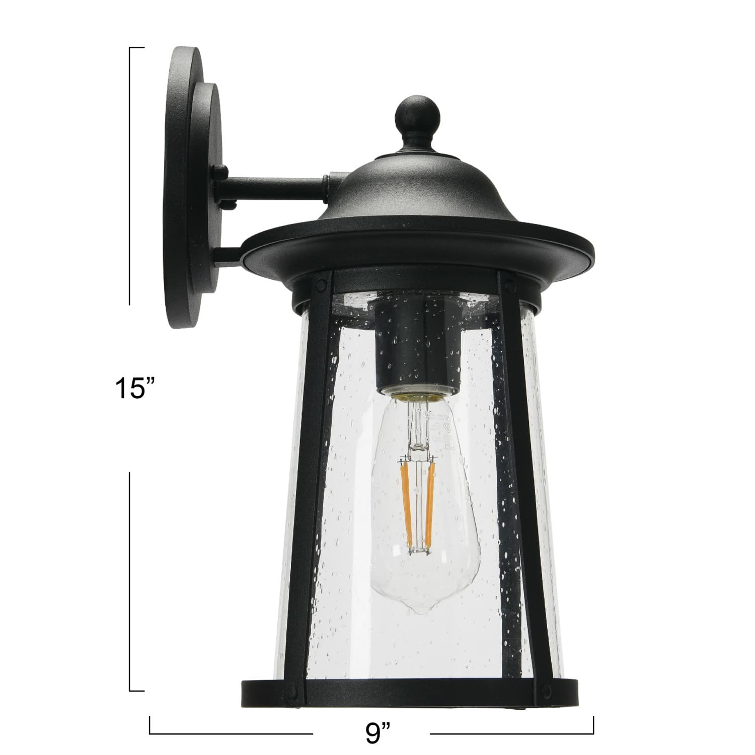 Hello Honey® Robert Stevenson Lighting Portside Matte Black Metal & Seedy Glass Outdoor Light