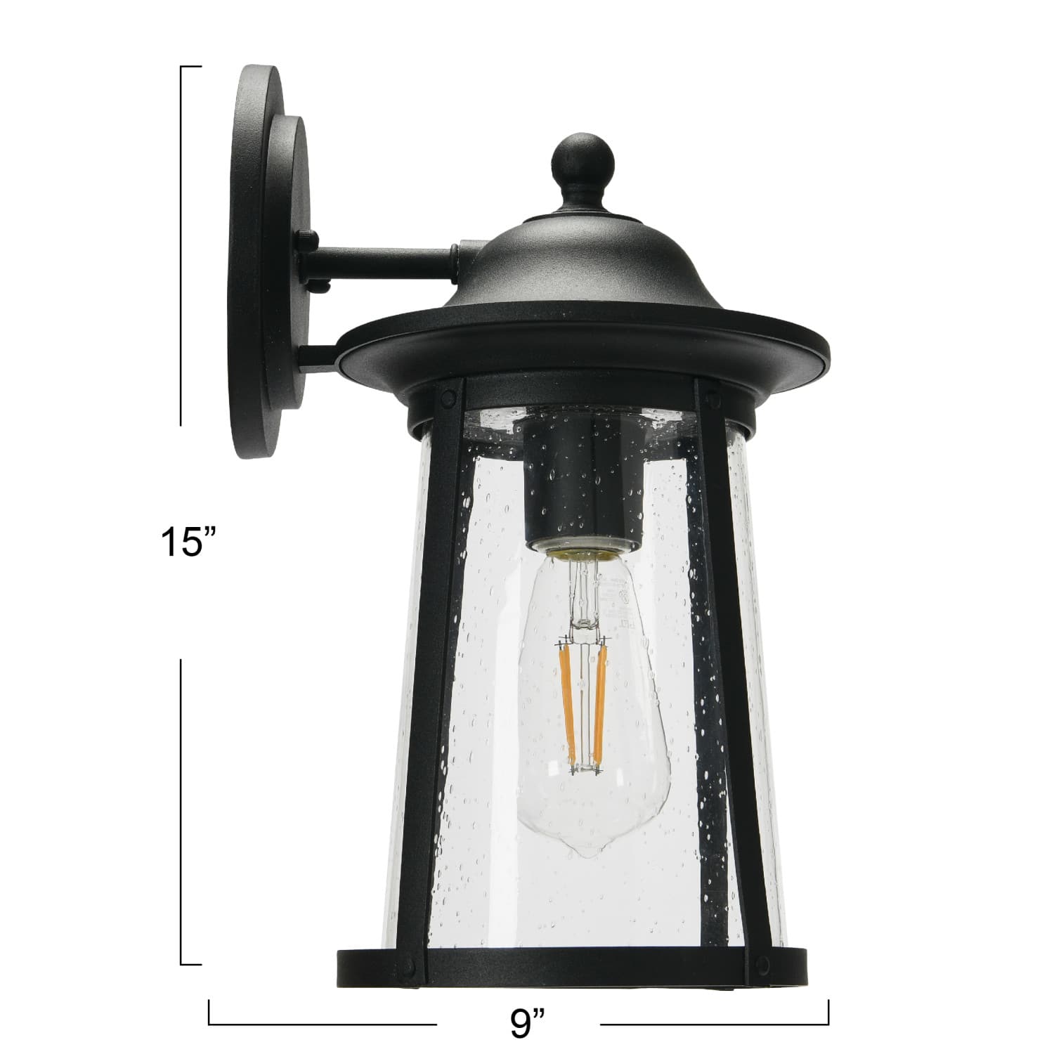 Robert Stevenson Lighting Portside Matte Black Metal &#x26; Seedy Glass Outdoor Light