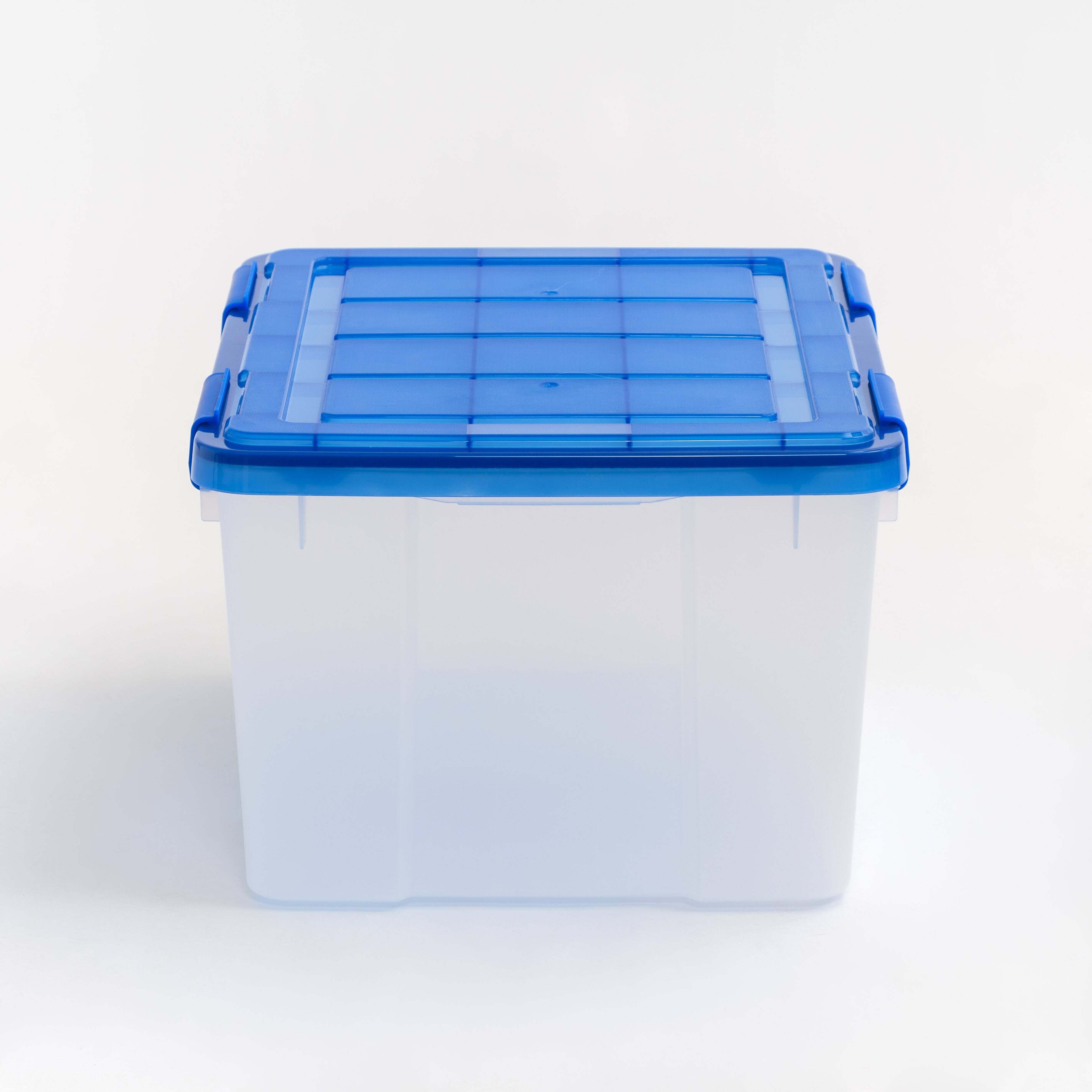 IRIS&#xAE; WeatherPro&#x2122; 44qt. Clear Heavy Duty Plastic Storage Bins with Blue Lids, 4ct.