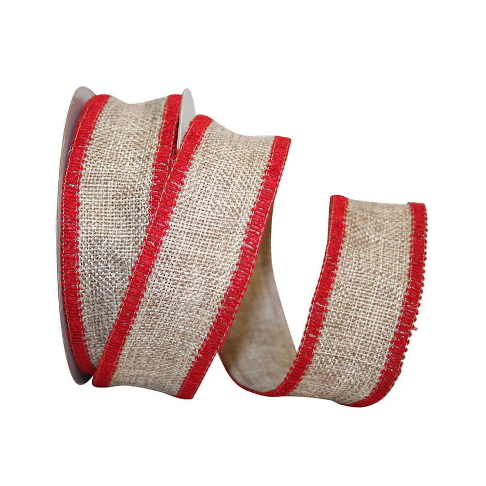 red burlap ribbon