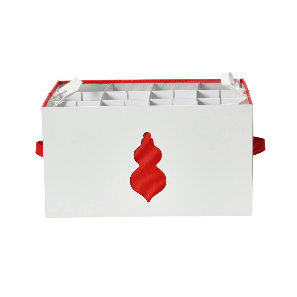 Household Essentials Red &#x26; White Ornament Storage Box