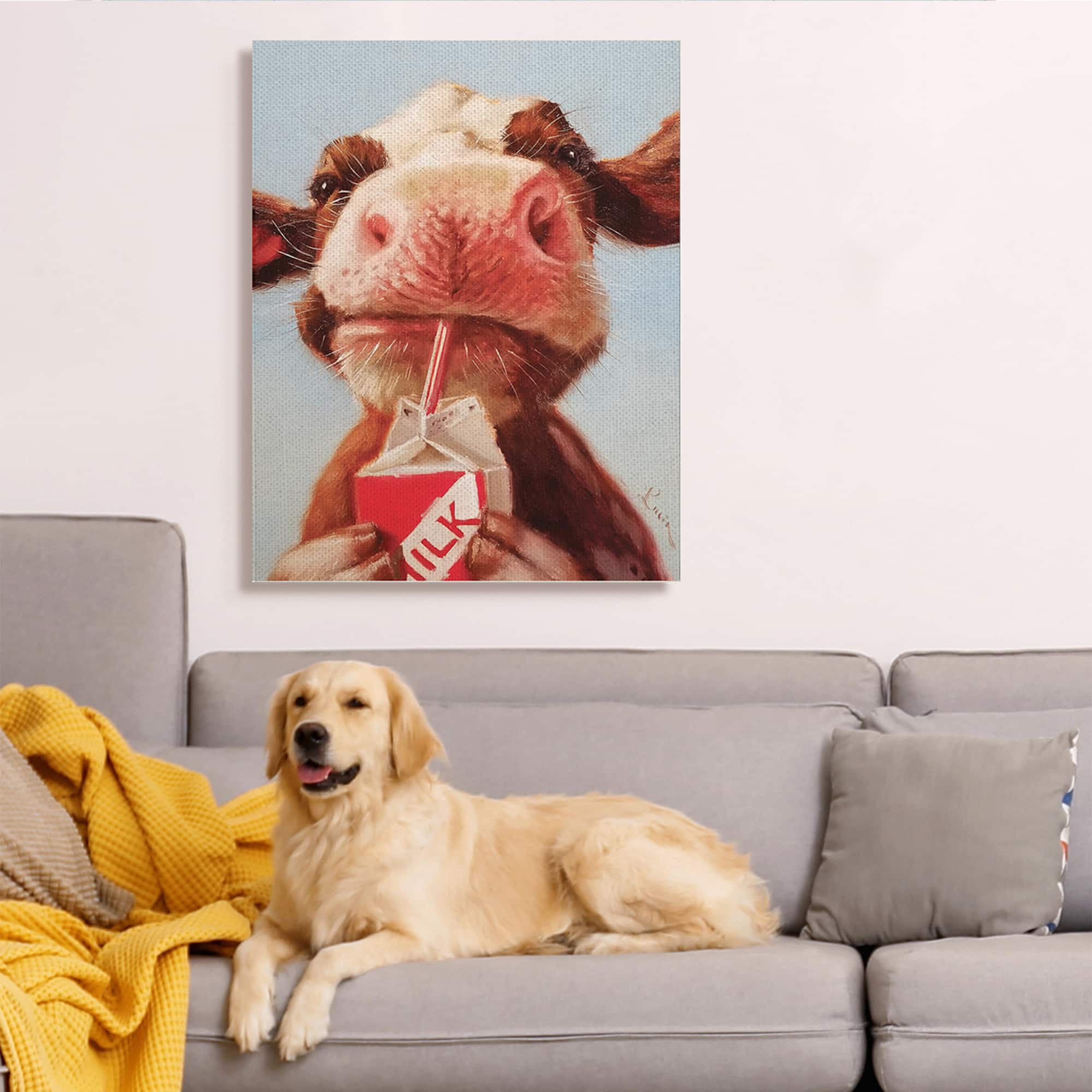 Stupell Industries Baby Cow Drinking Milk Canvas Wall Art