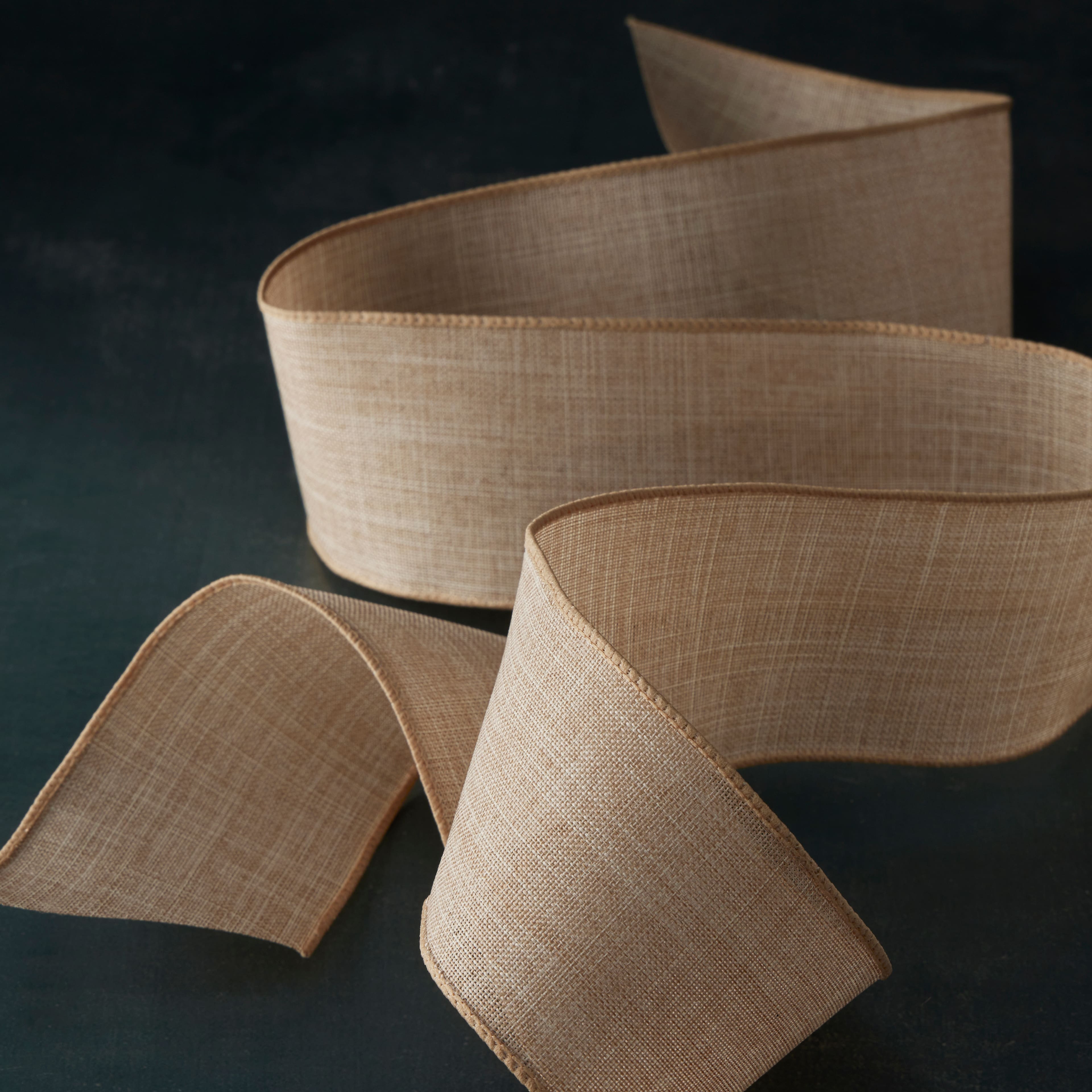 12 Pack: 2.5" x 25ft. Faux Linen Wired Ribbon by Celebrate It®