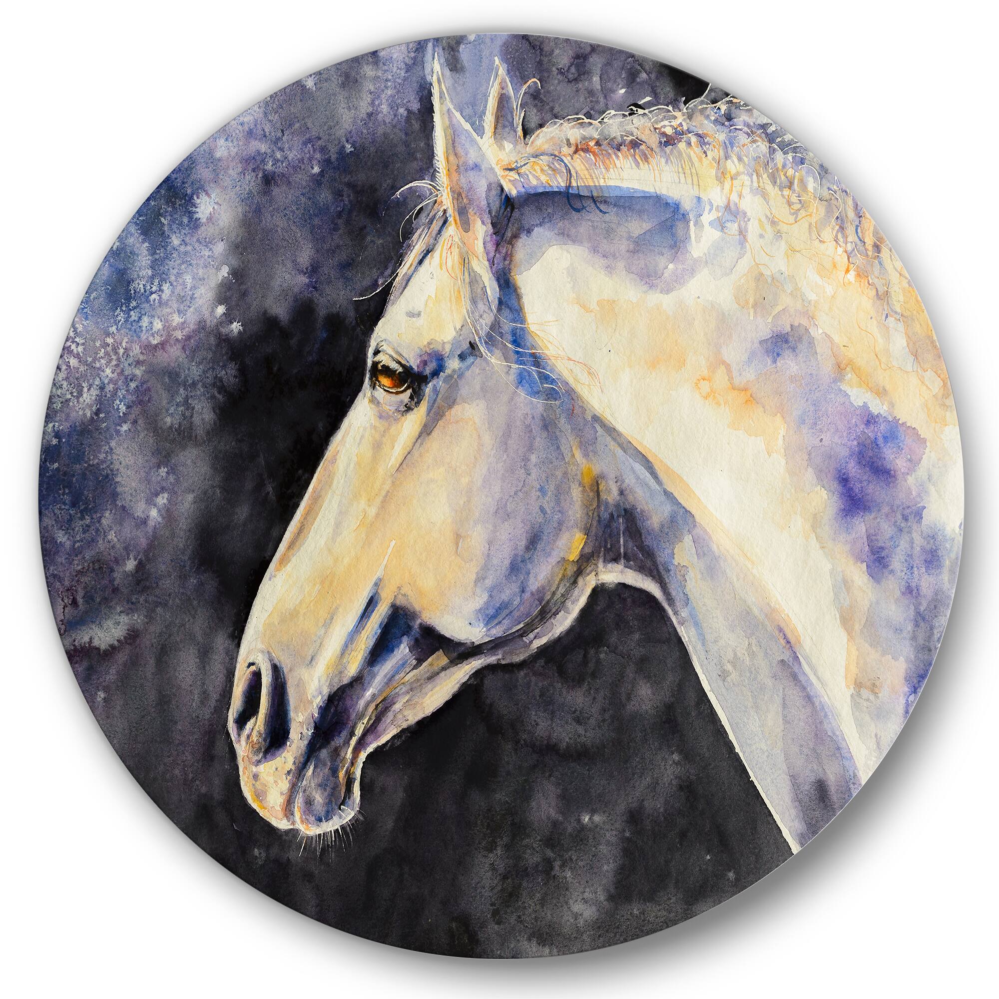 Designart - The Head of A Lipizzan Horse - Farmhouse Metal Circle Wall Art