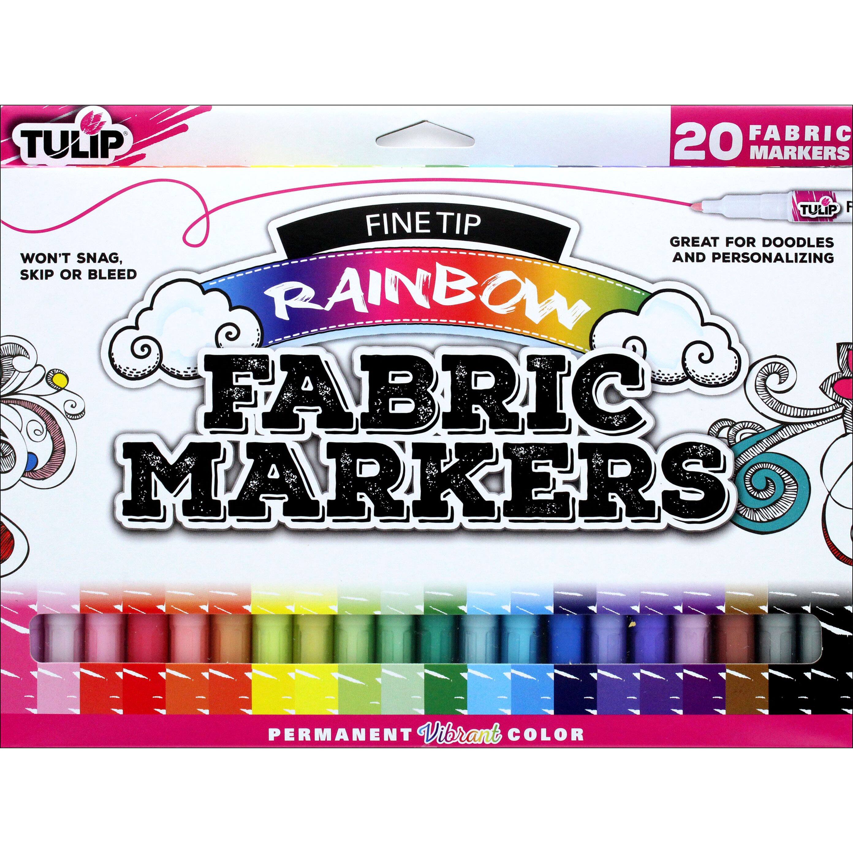 Tulip Fine Tip 20 Color Rainbow Fabric Marker Set