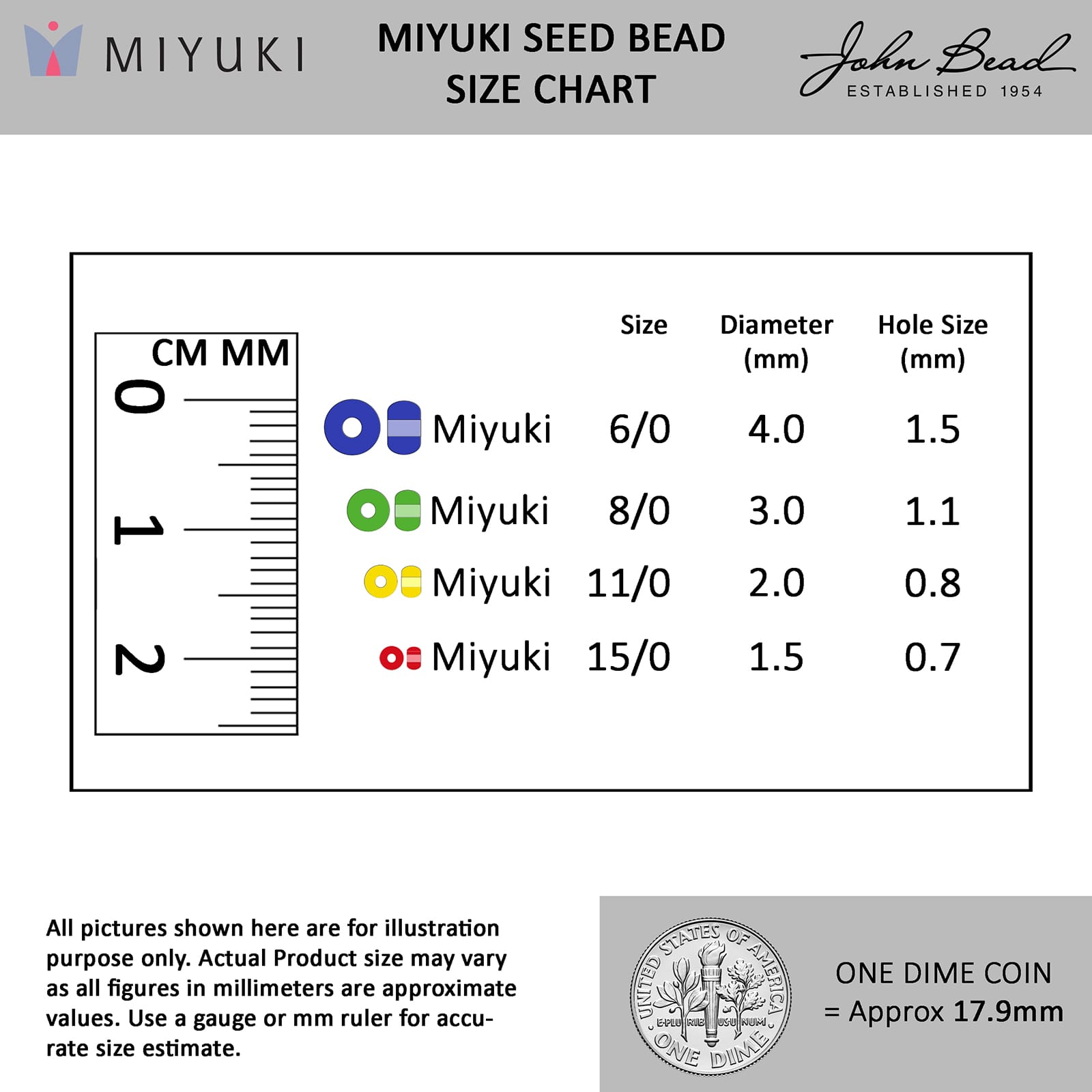John Bead Miyuki® 11/0 Glass Seed Beads