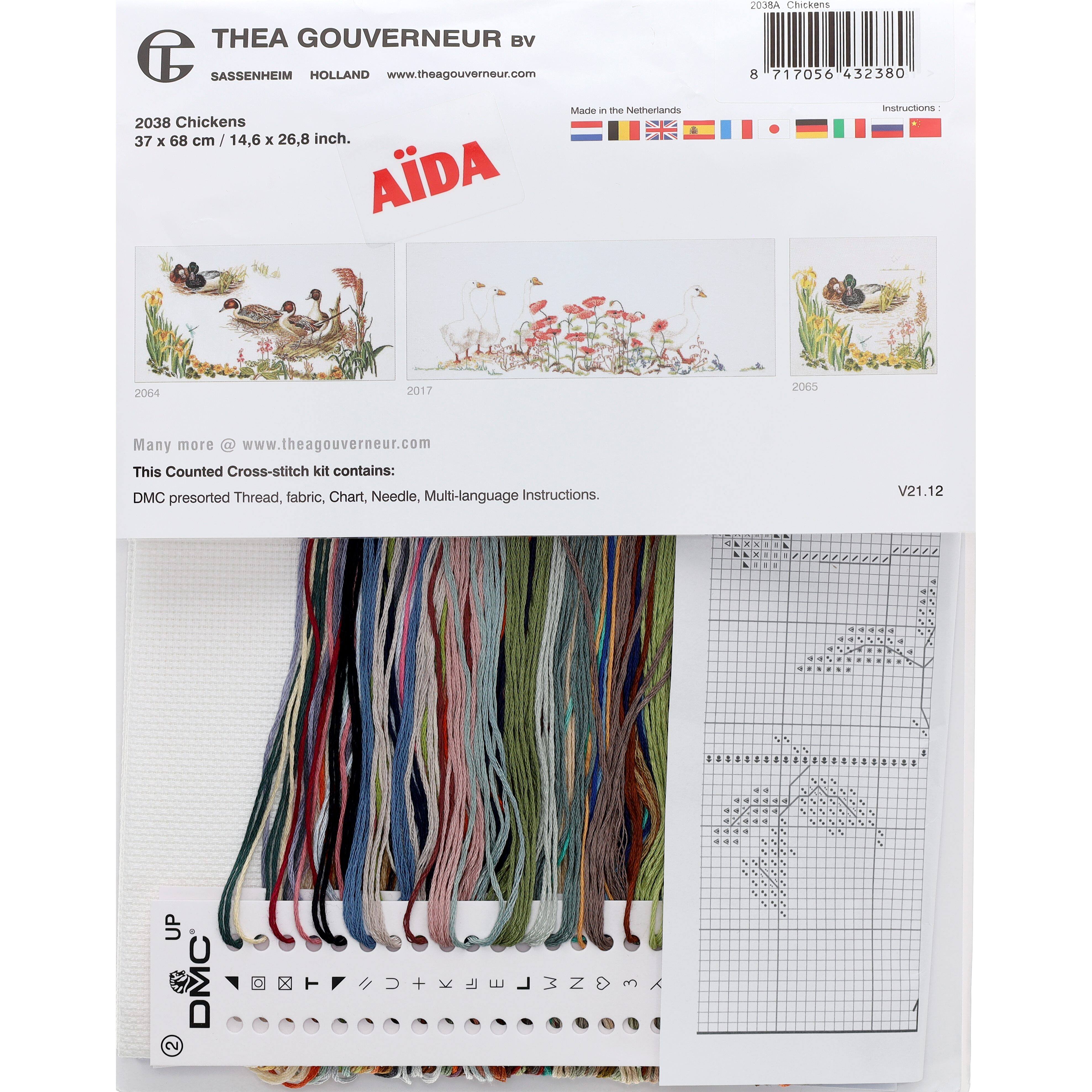 Thea Gouverneur Chickens Cross Stitch Kit