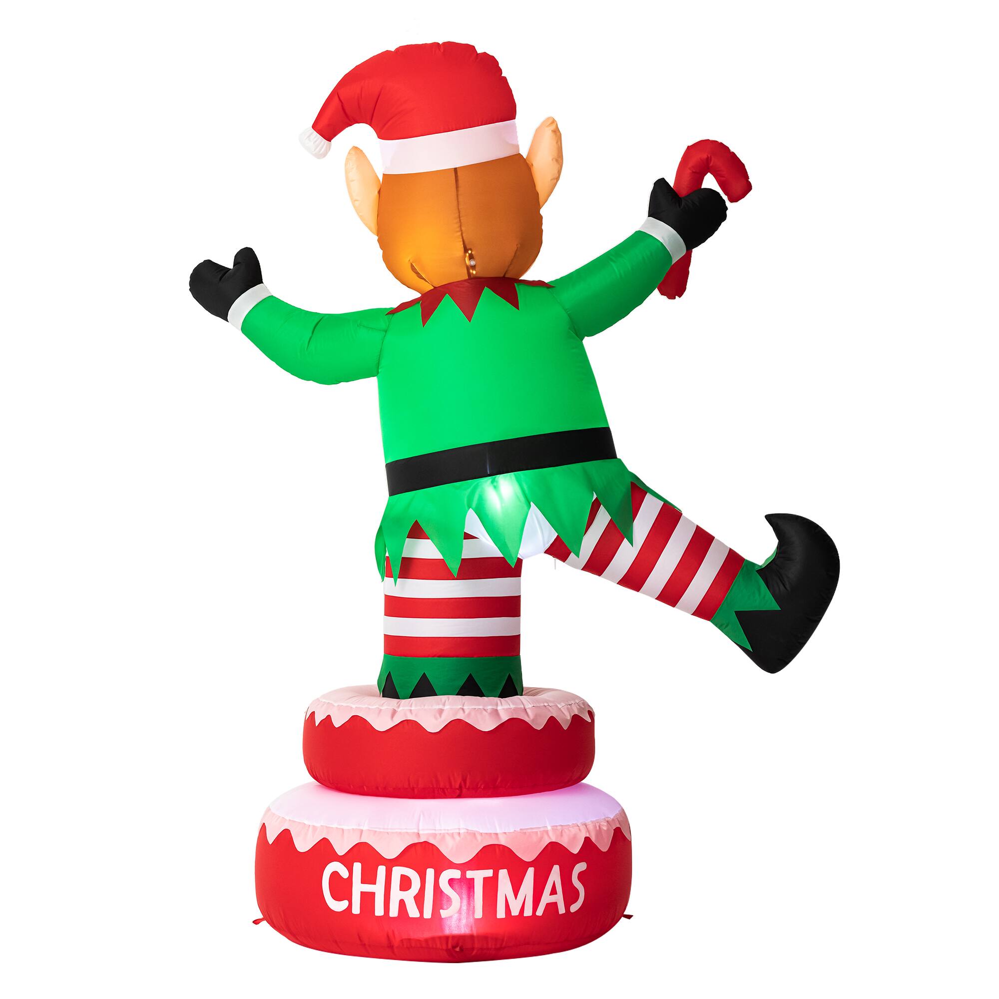 Glitzhome® 6ft. Light-Up Inflatable Rotating Elf Décor