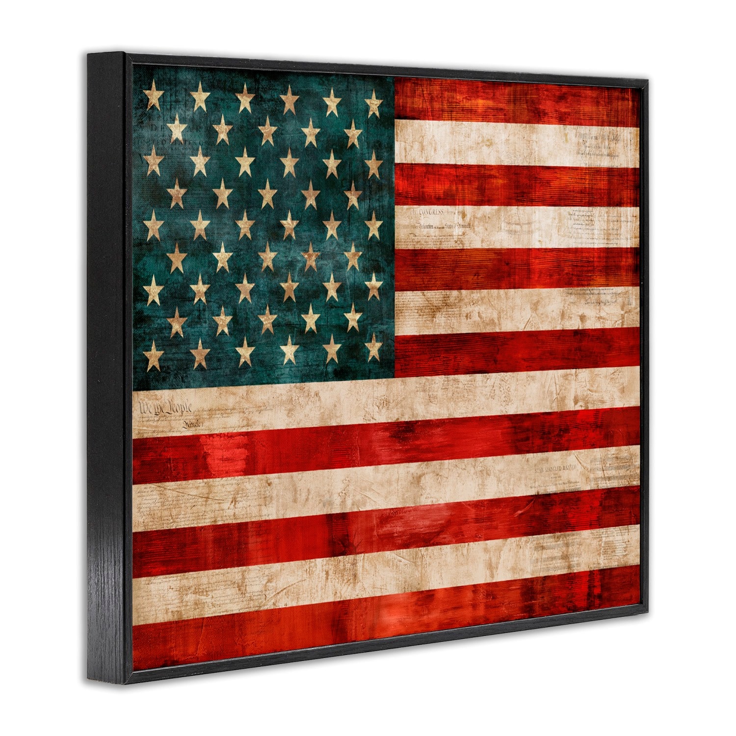Stupell Industries US American Flag Rustic Pattern Framed Giclee Art