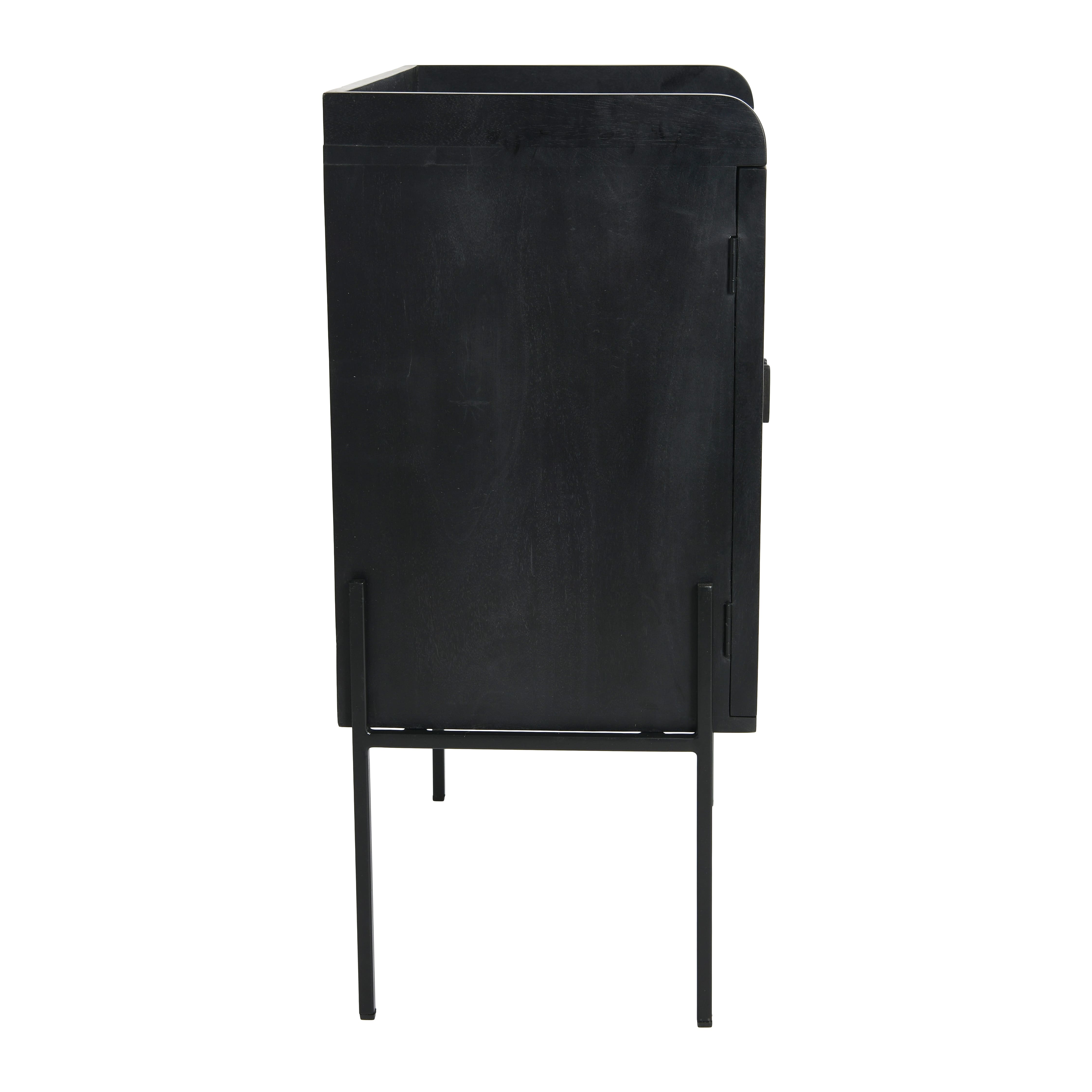 Hello Honey&#xAE; 3ft. Black Bar Cabinet with Natural Woven Cane Details
