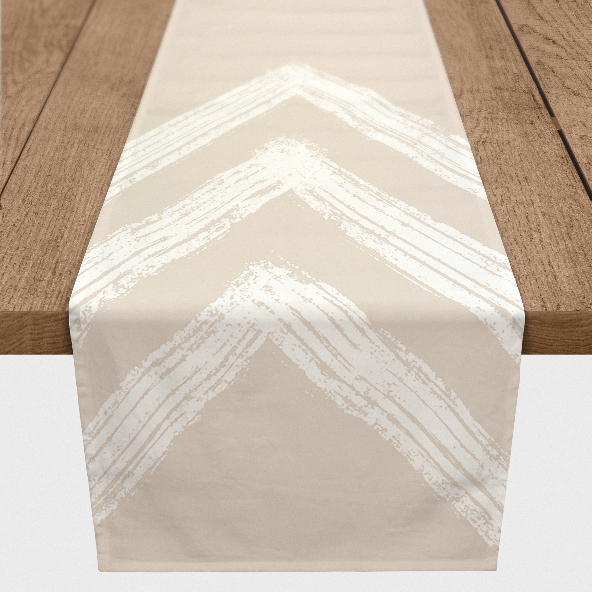 7.5ft. Neutral Zags Cotton Twill Table Runner