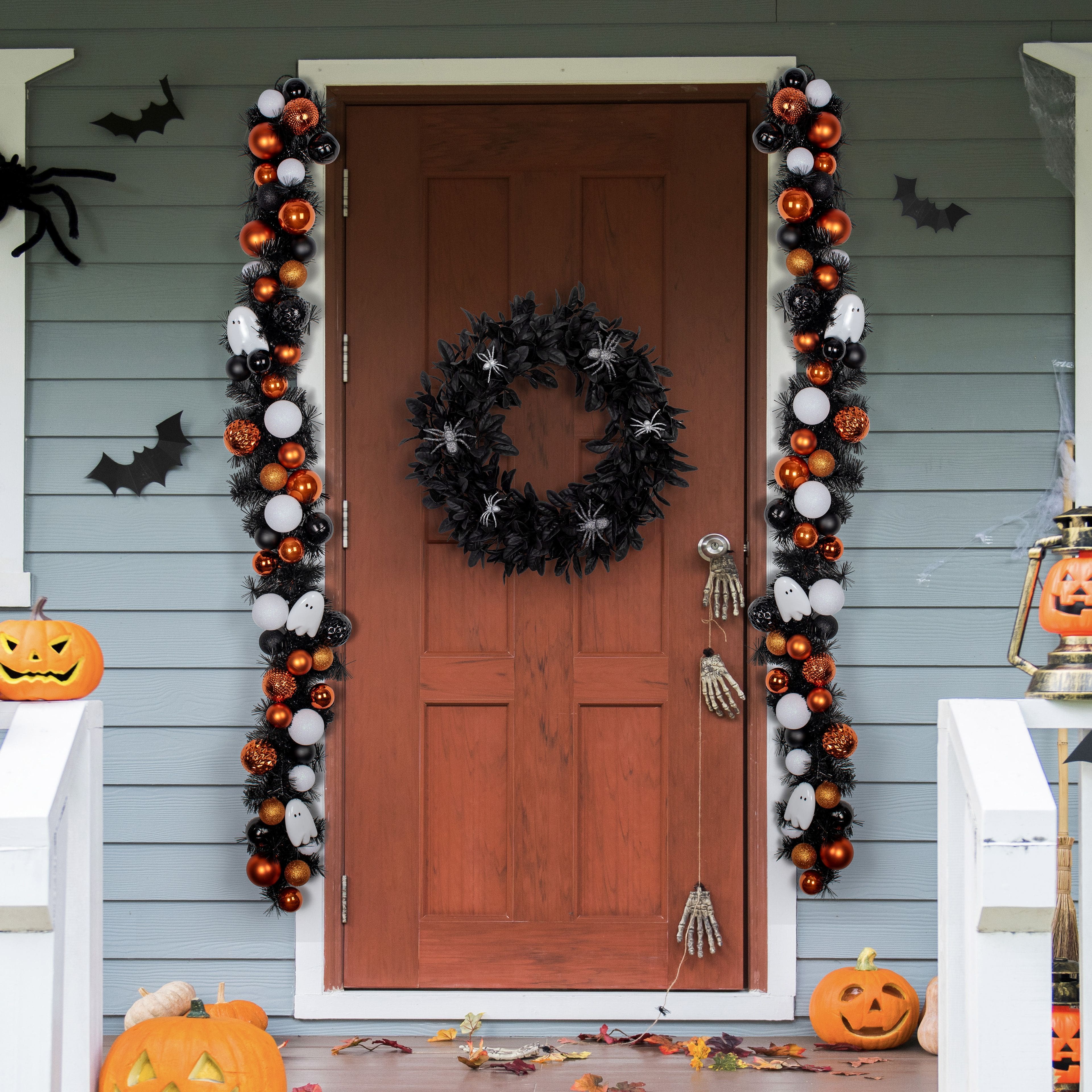 6ft. Orange, Black &#x26; White Ghost &#x26; Ornament Garland by Ashland&#xAE;