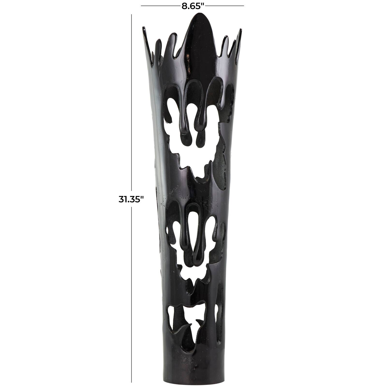 31" Black Aluminum Drip Vase with Melting Designed Body