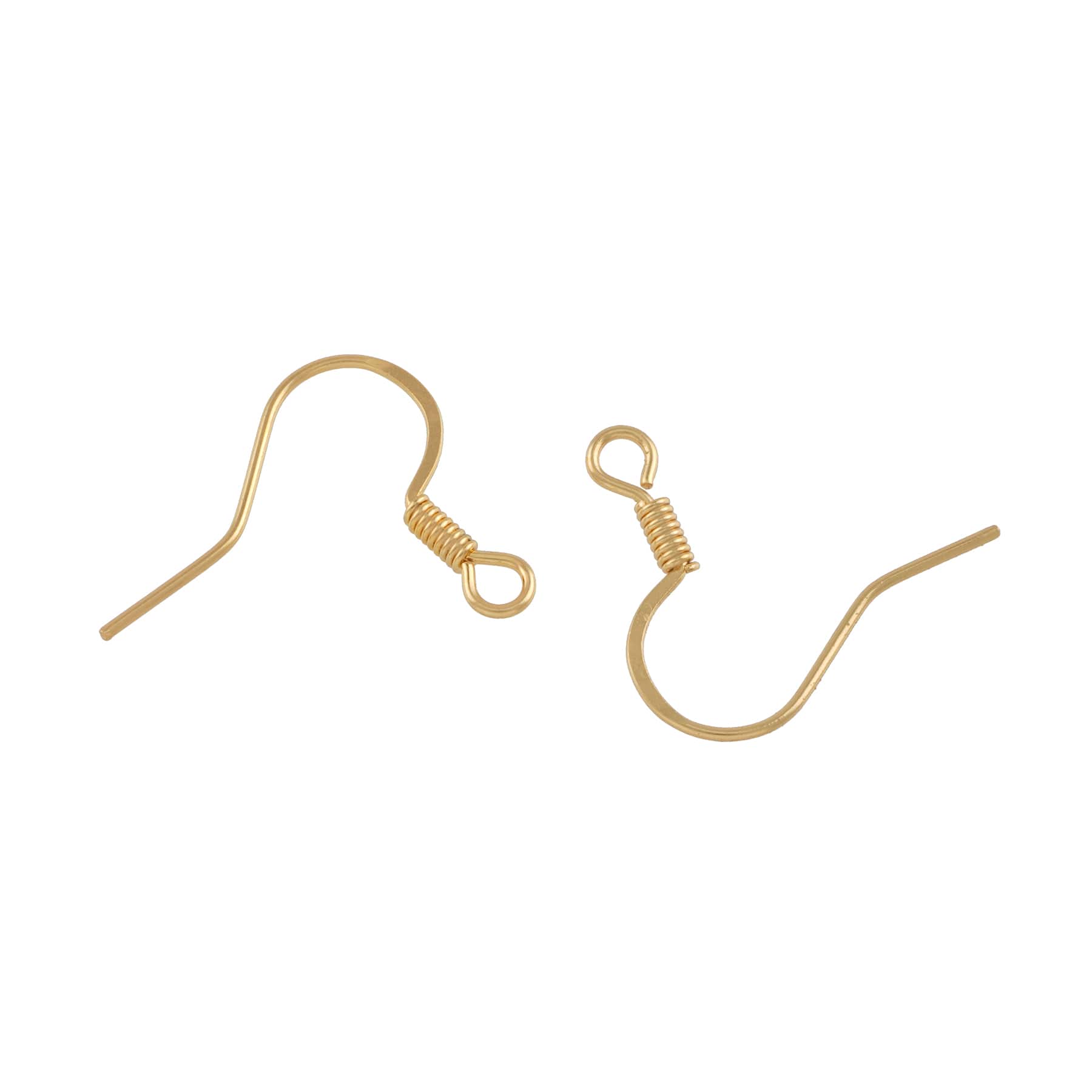 Bead Landing Earring Fish Hooks With Coils - Gold - 30 ct