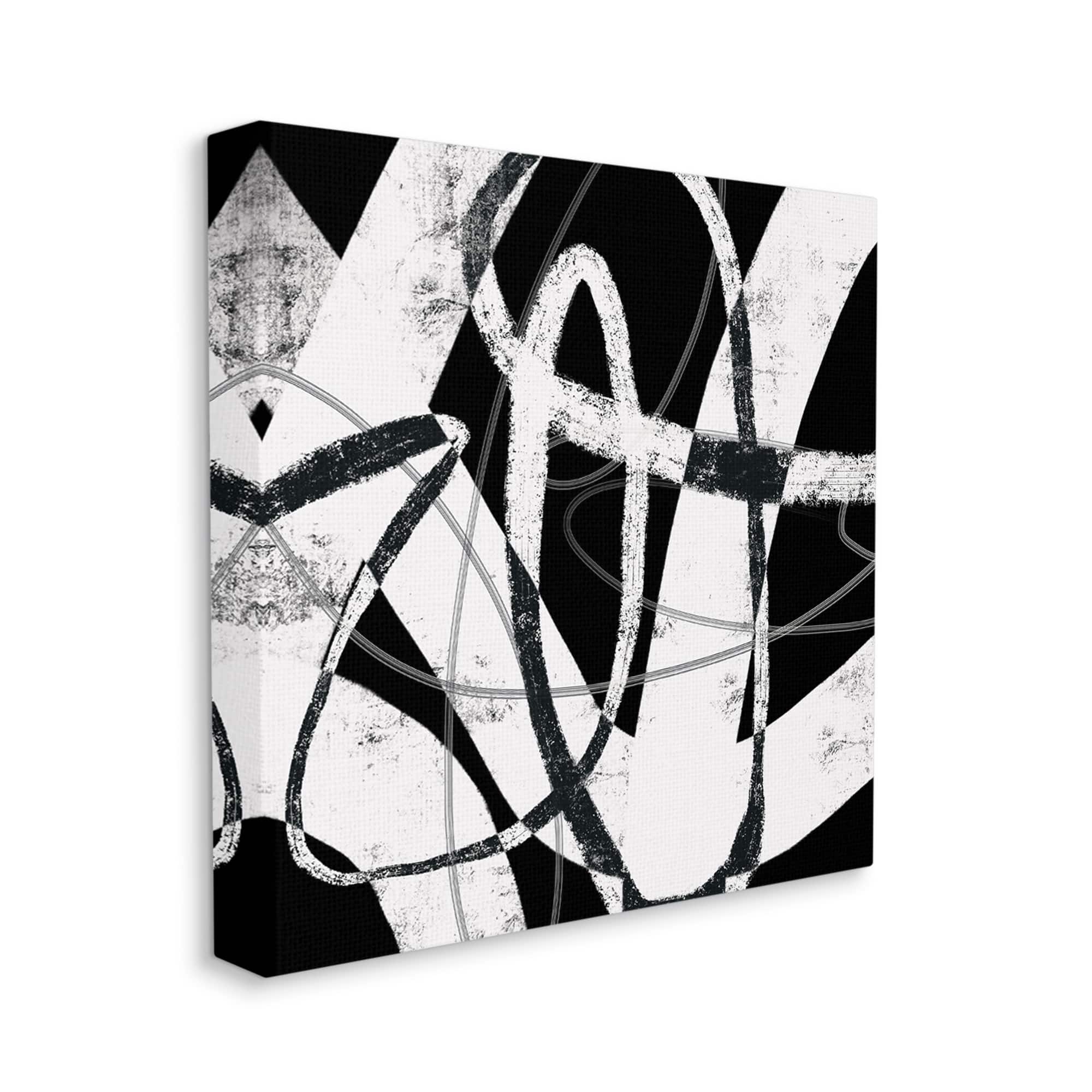 Stupell Industries Black &#x26; White Moving Abstract Canvas Wall Art