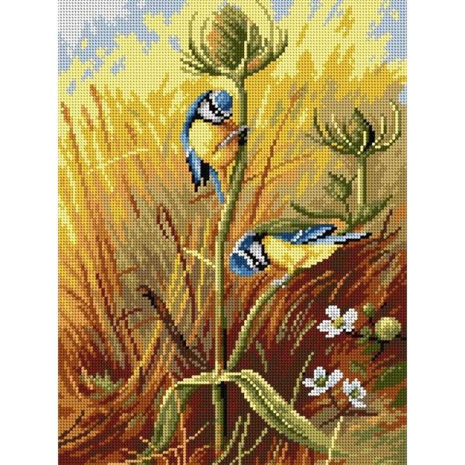 Orchidea Archibal Thornburn Blue Tits On A Teasel Gobelin Canvas For Halfstitch Without Yarn