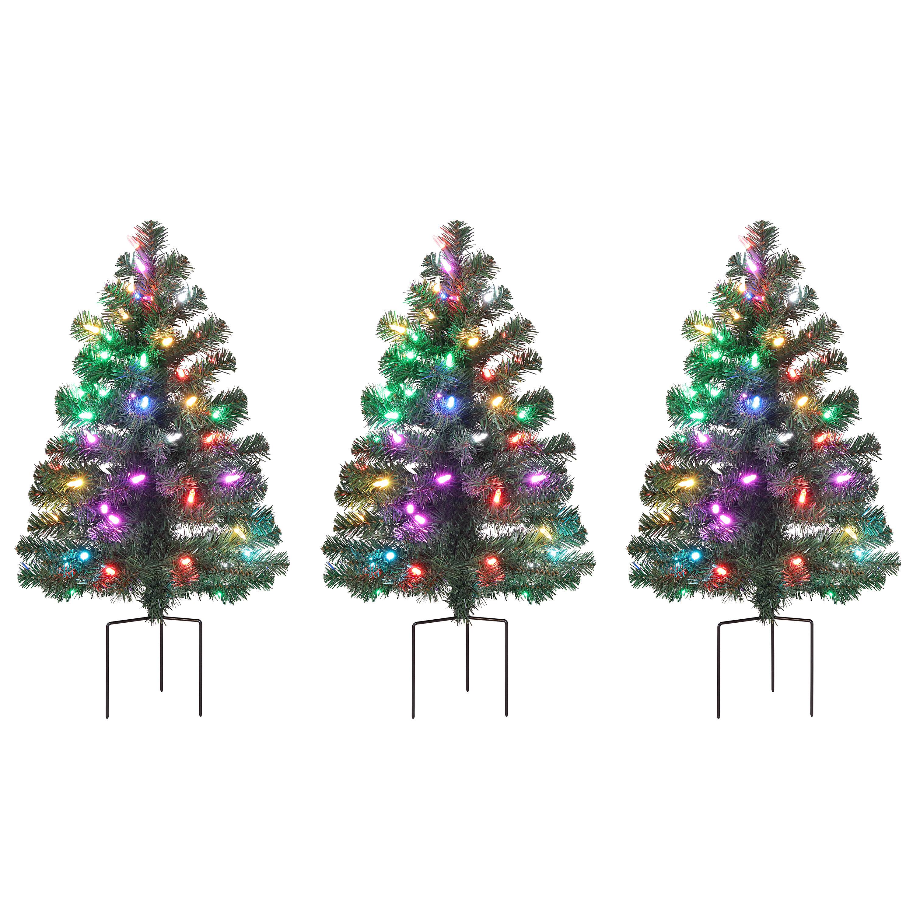 3ct. Pre-Lit Alexa Enabled Pathway Artificial Christmas Tree Set
