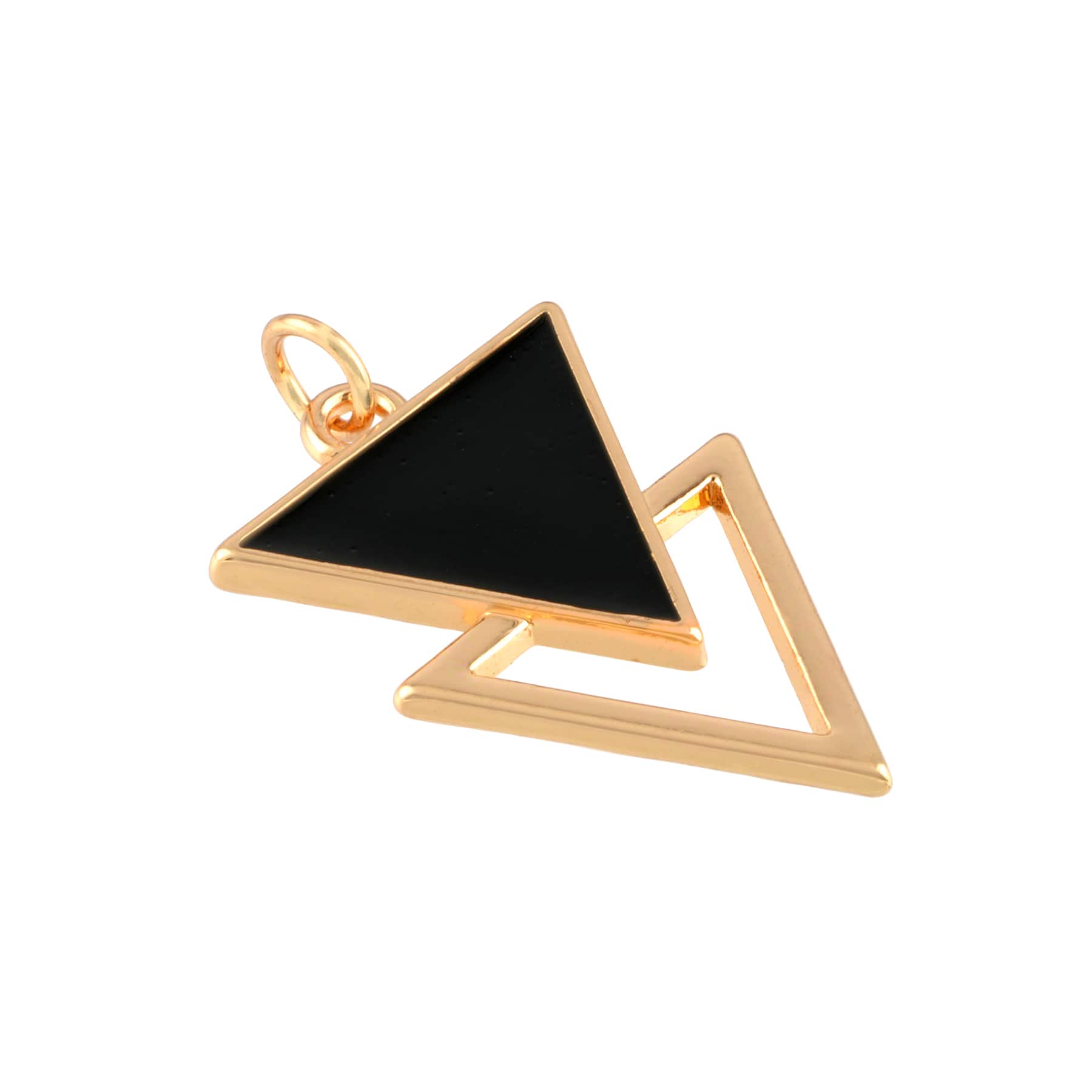 12 Pack: Gold & Black Overlap Triangle Pendant by Bead Landing™