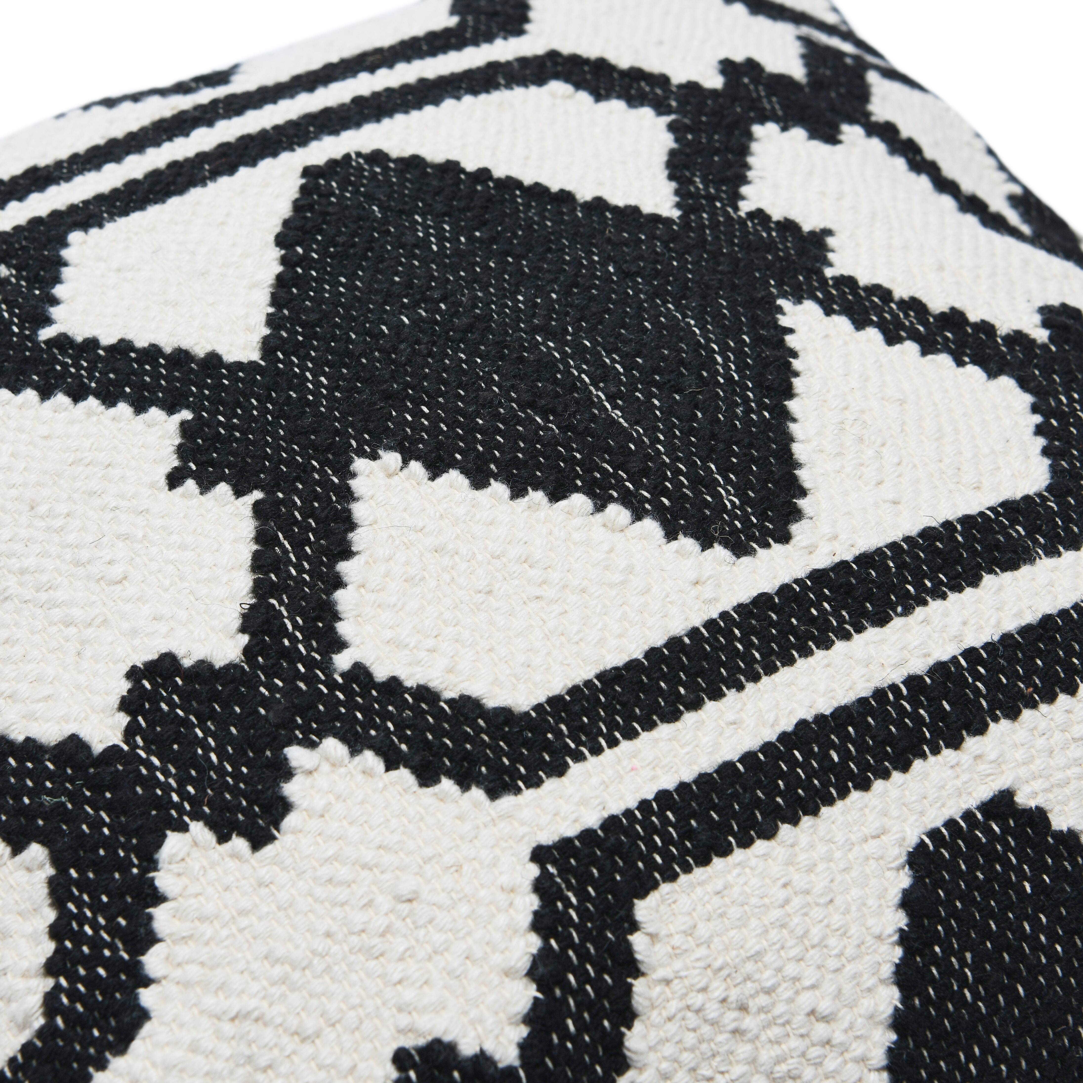 Hello Honey&#xAE; Black &#x26; White Pattern Woven Wool &#x26; Cotton Pillow