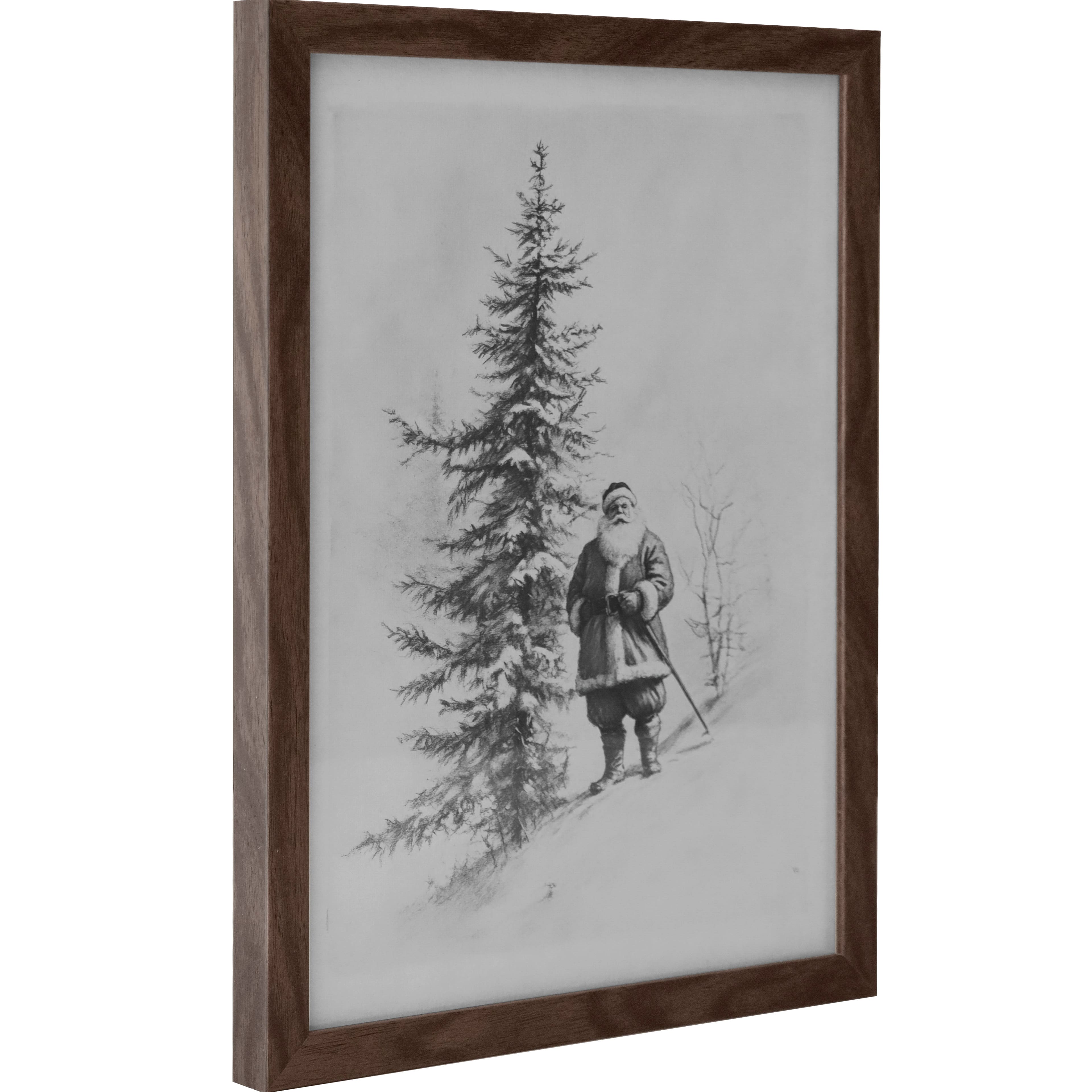 12&#x22; x 16&#x22; Black &#x26; White Santa Sketch with Tree Wall D&#xE9;cor by Ashland&#xAE;