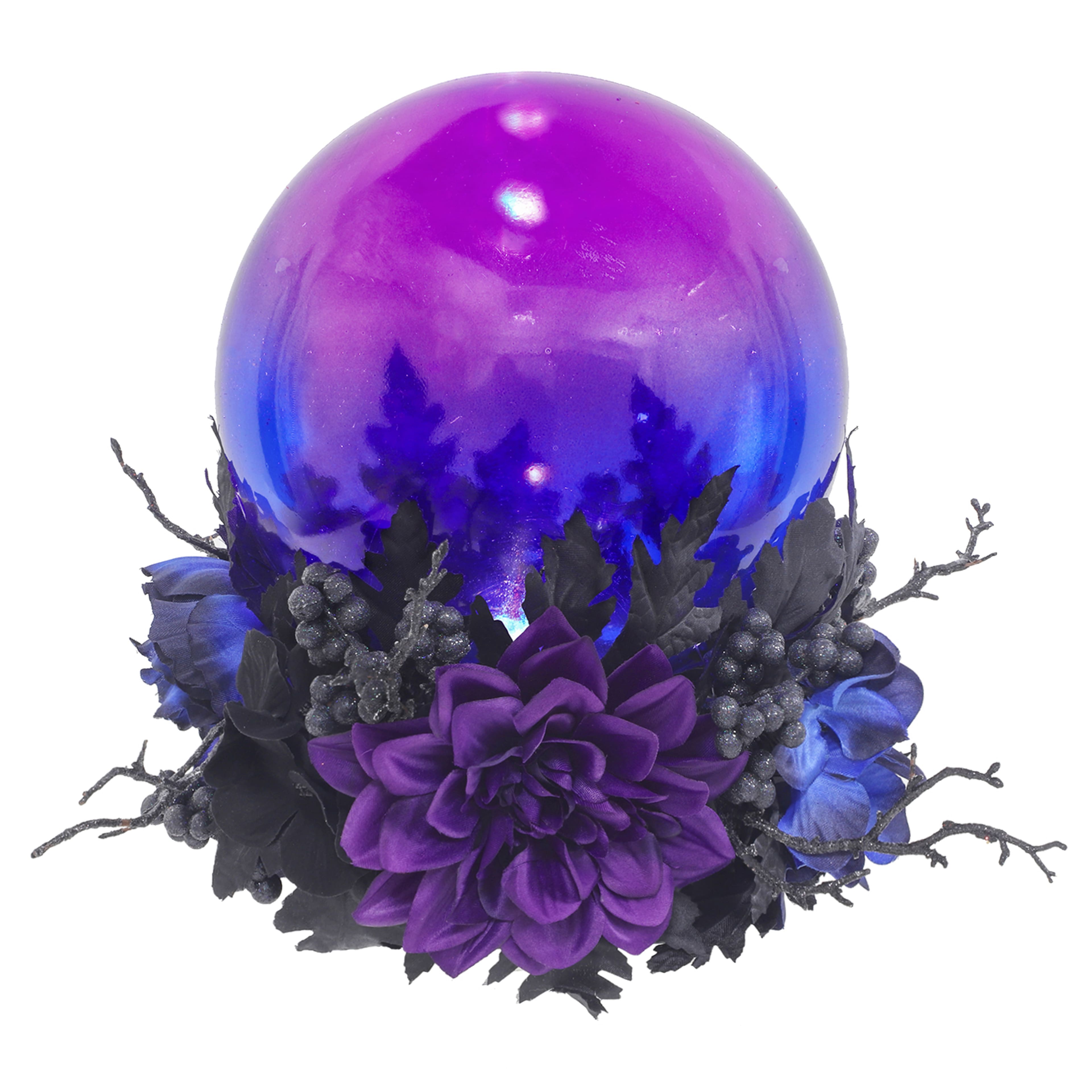10.5&#x22; Pre-Lit Purple Crystal Ball with Floral Arrangement by Ashland&#xAE;