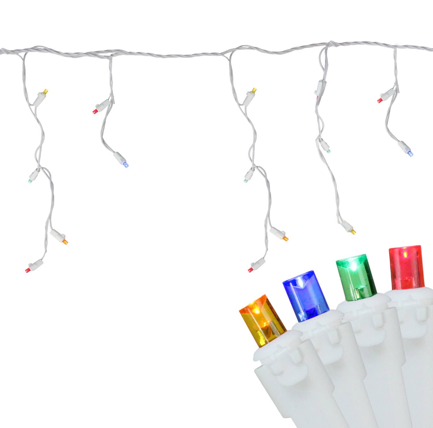 100ct. LED Wide Angle Icicle Christmas Lights With White Wire