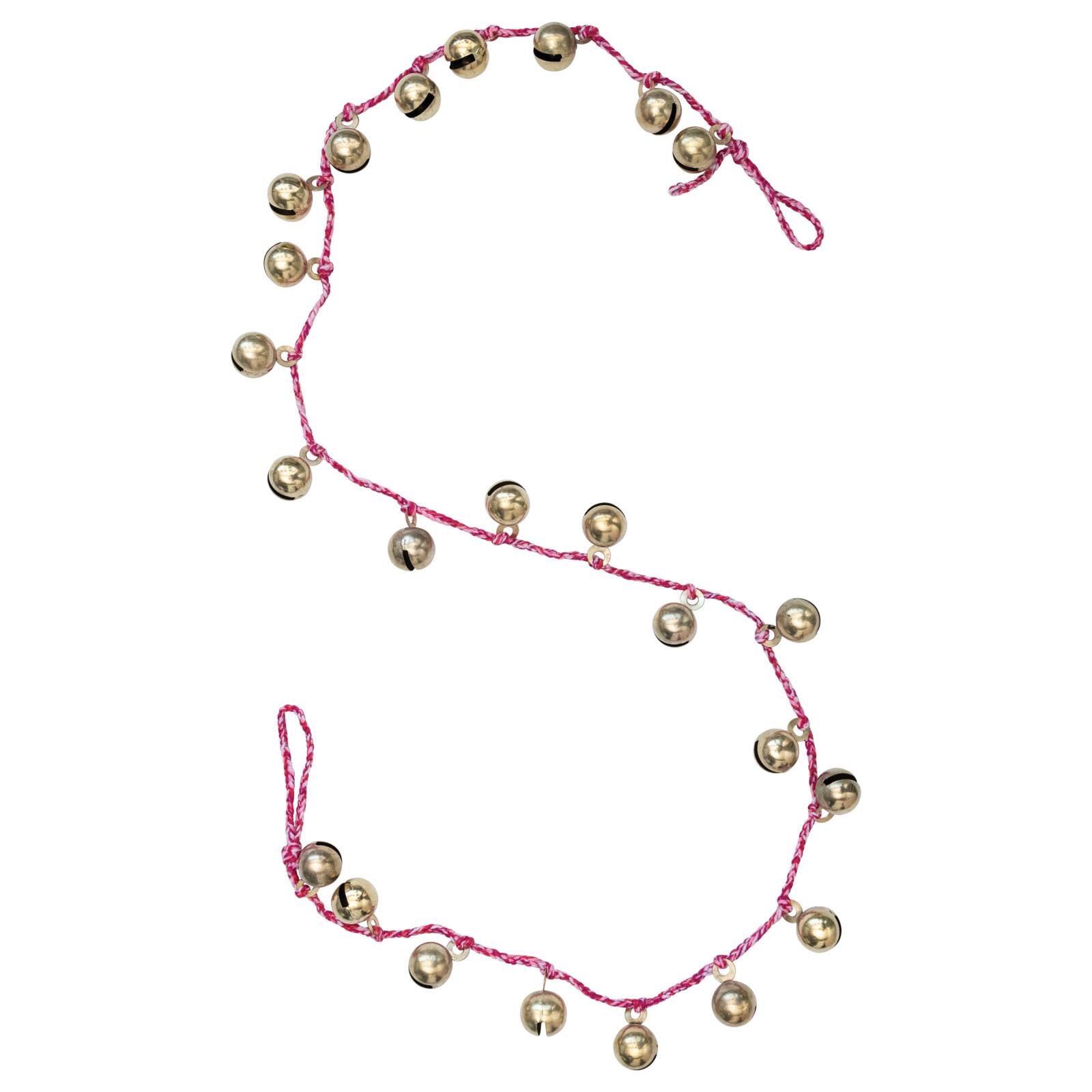 Hello Honey® 6ft. Gold Finish Metal Bells on Braided Red & White Cord Garland