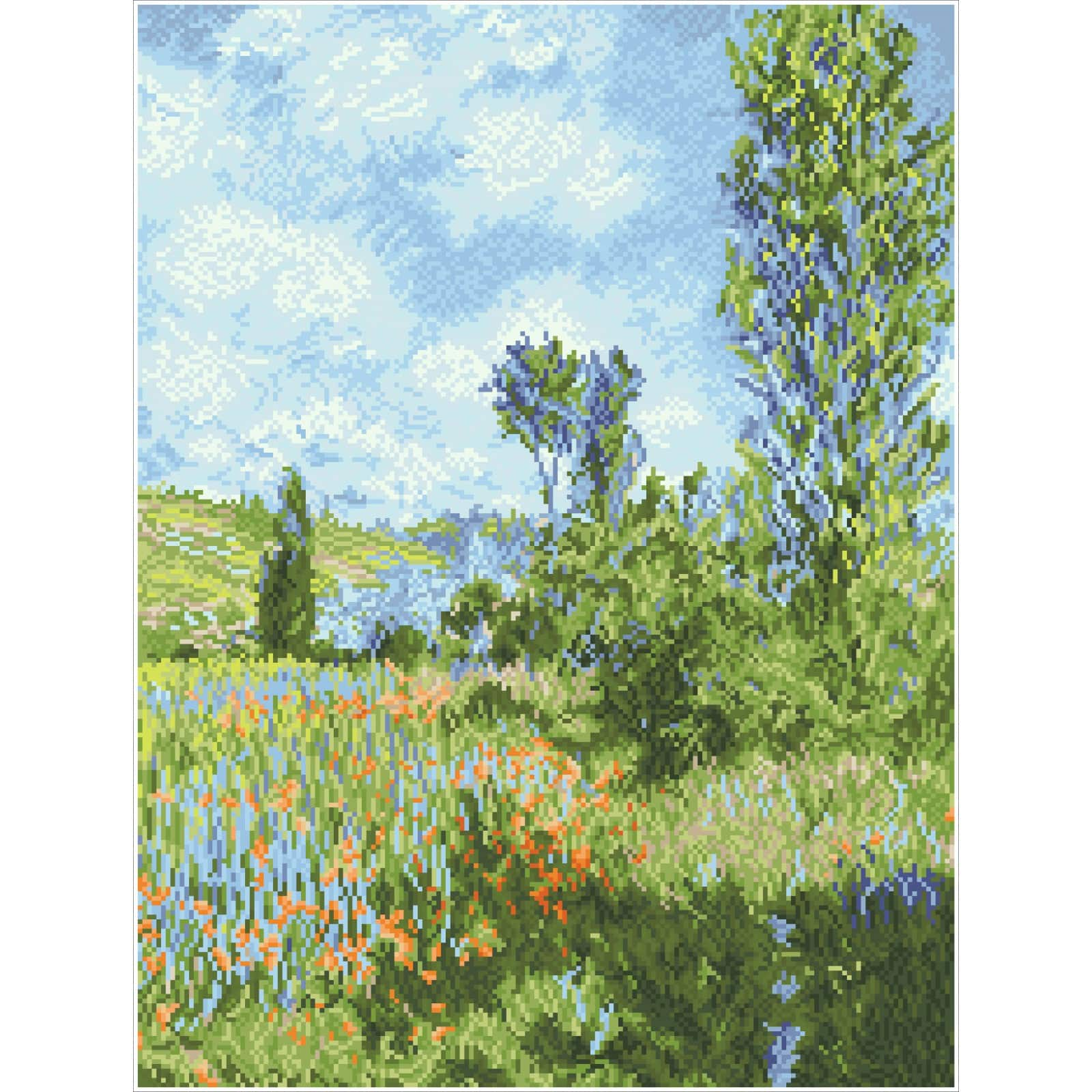 Diamond Dotz&#xAE; Intermediate View of Vetheuil (apr&#xE8;s Claude Monet) Diamond Facet Art Kit