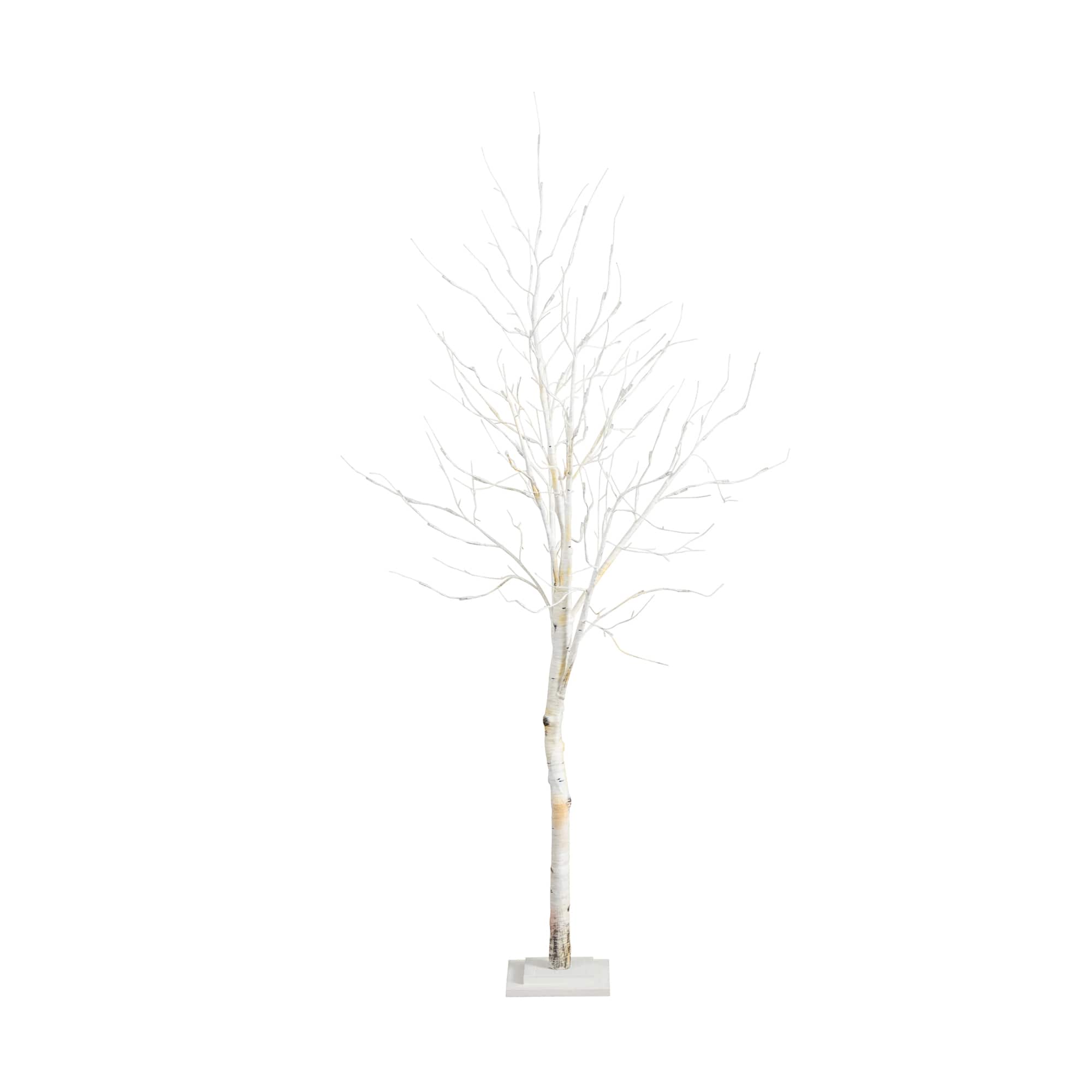 6ft. Pre-Lit White Birch Artificial Christmas Tree, White LED Lights