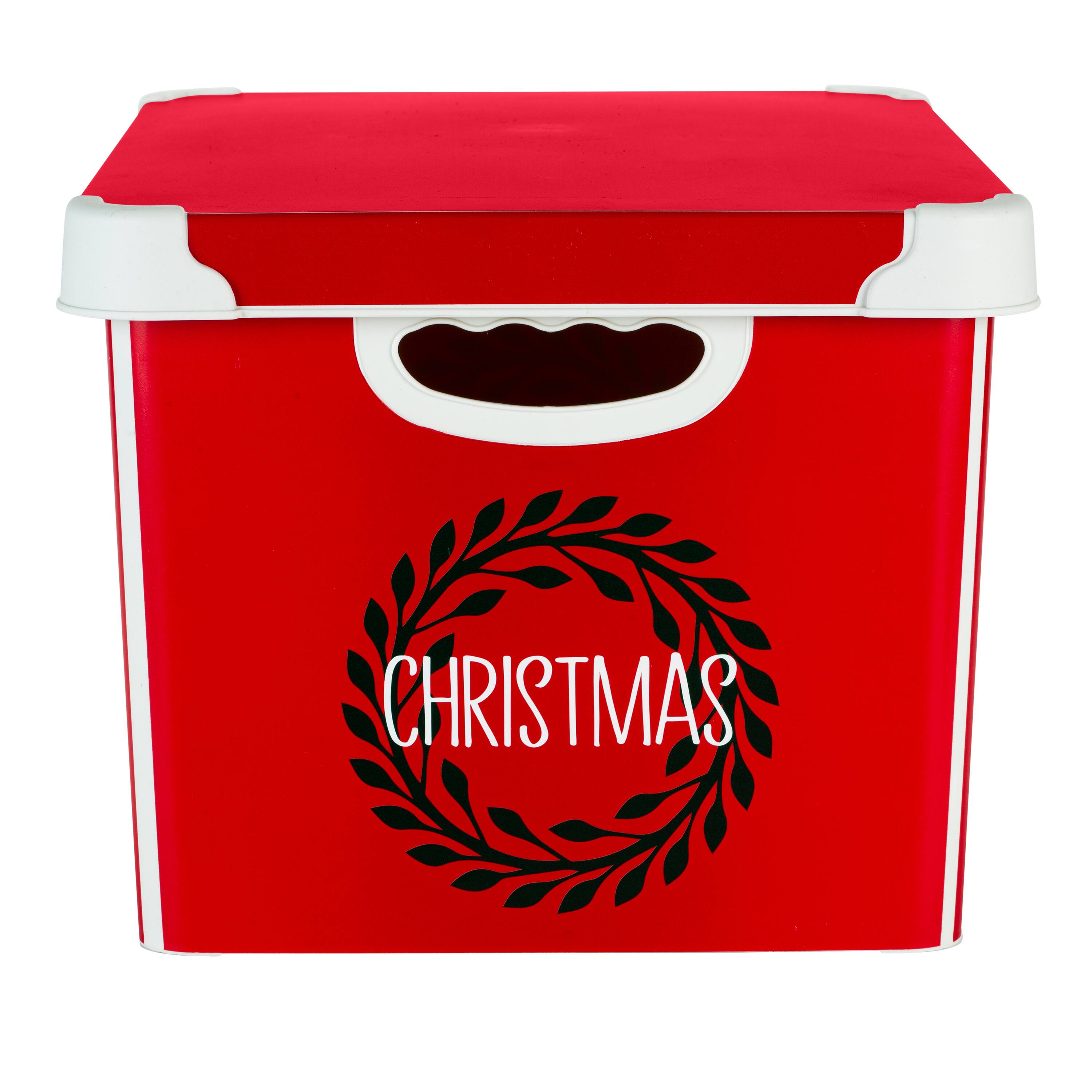 Simplify 15.4" Christmas Wreath 60 Ornament Storage Tote Bin