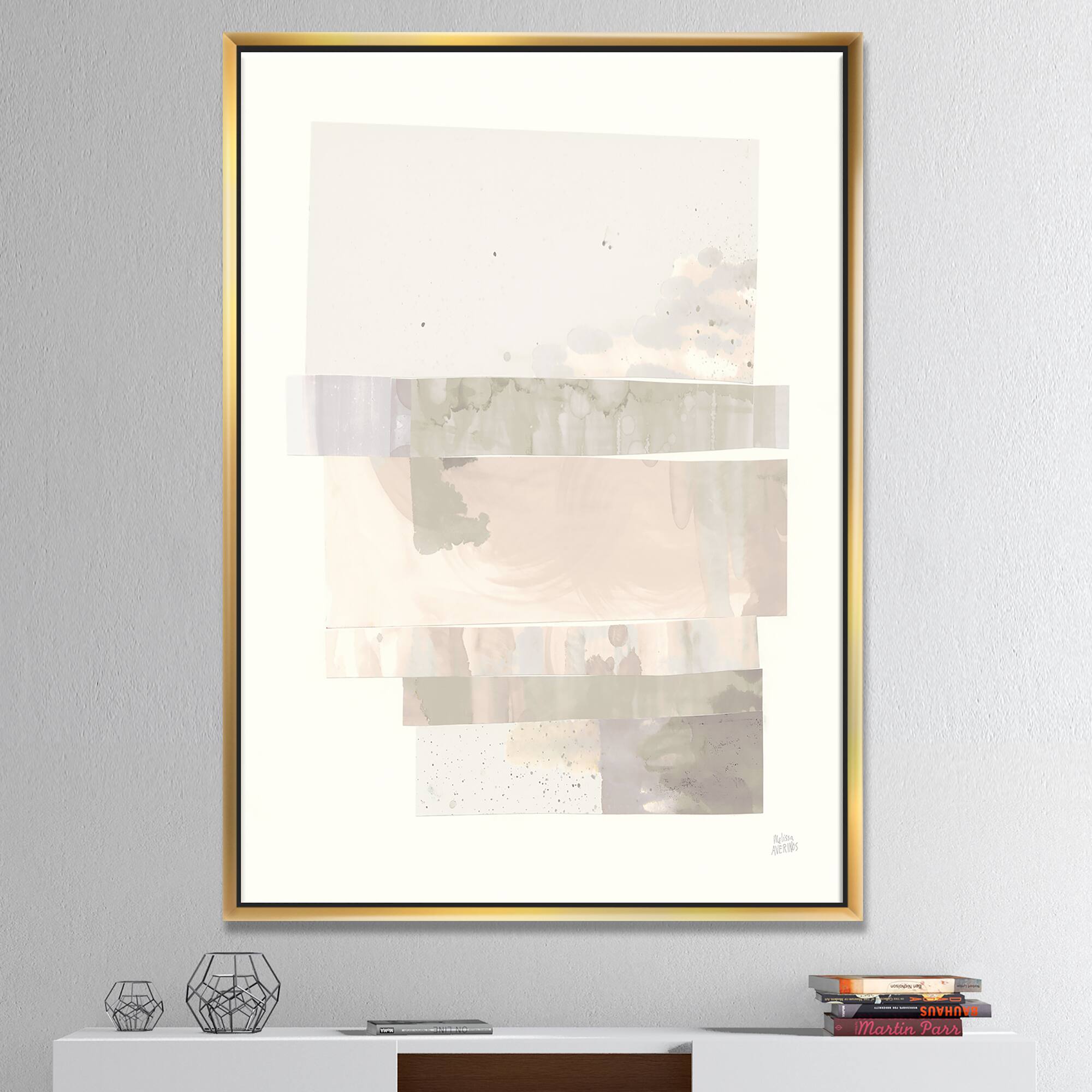 Designart - Geometric Neutral Form I - Shabby Chic Canvas in Gold Frame
