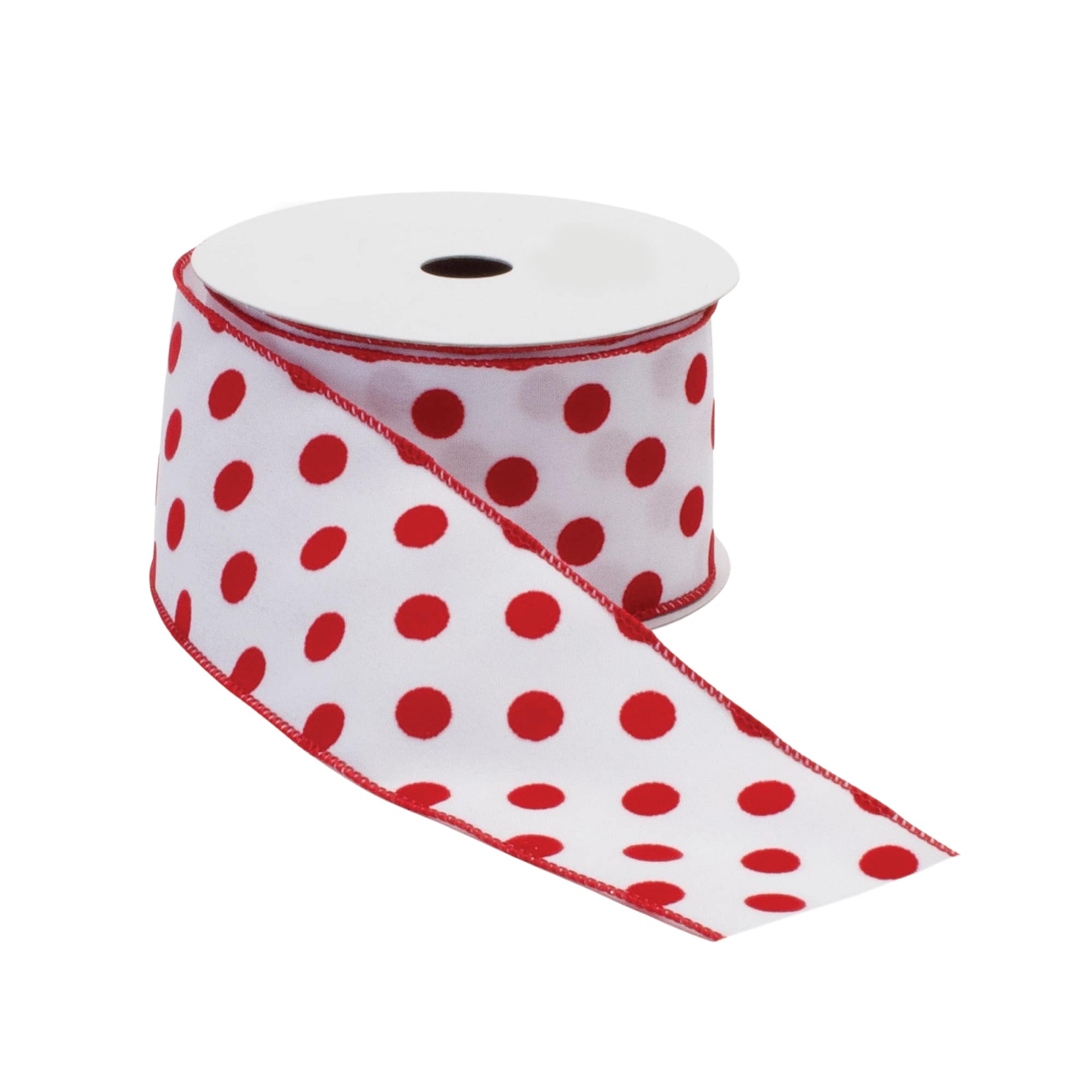 2.5&#x22; x 10yd. Red &#x26; White Wired Polka Dot Ribbon, 2ct.