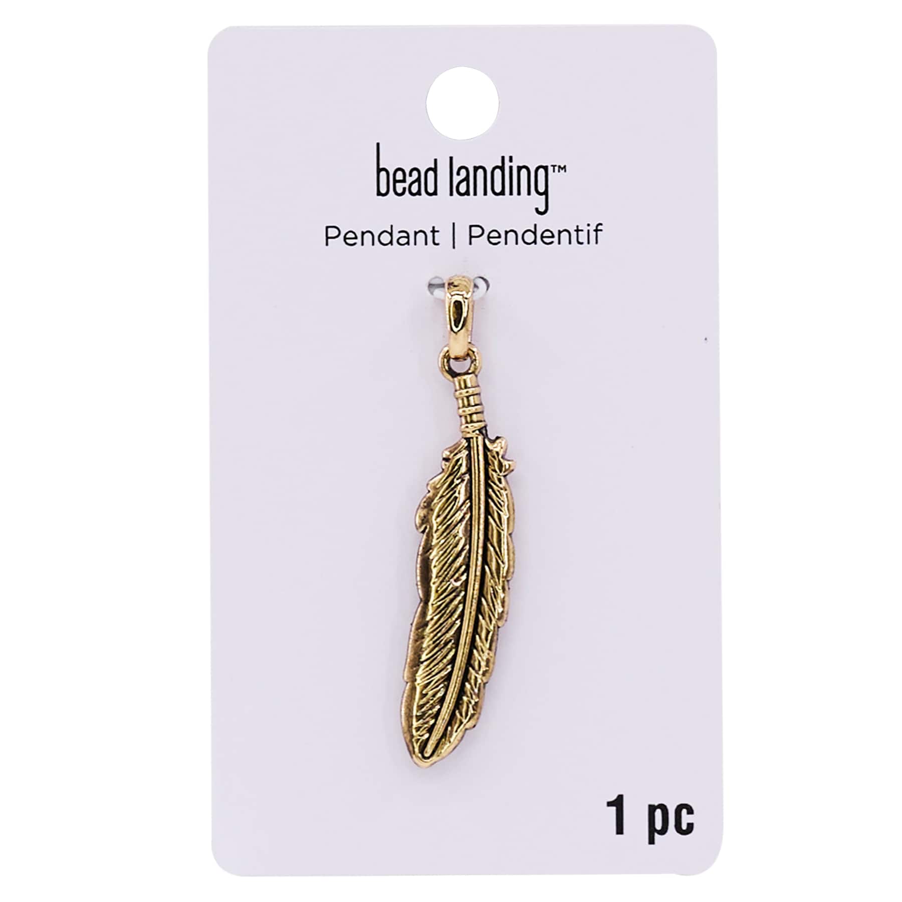 Gold Feather Pendant by Bead Landing™