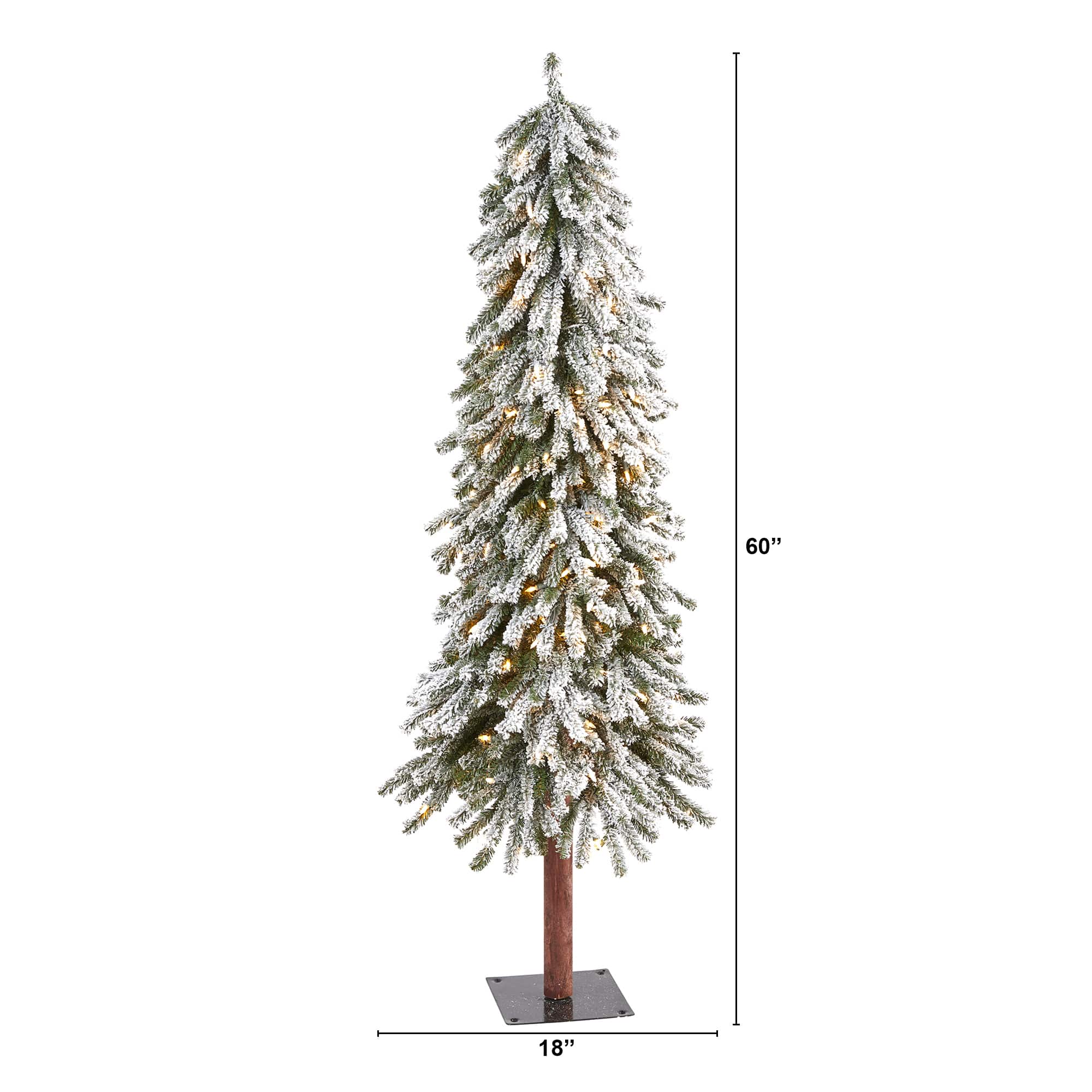 5ft. Pre-Lit Flocked Grand Alpine Artificial Christmas Tree, Clear LED Lights