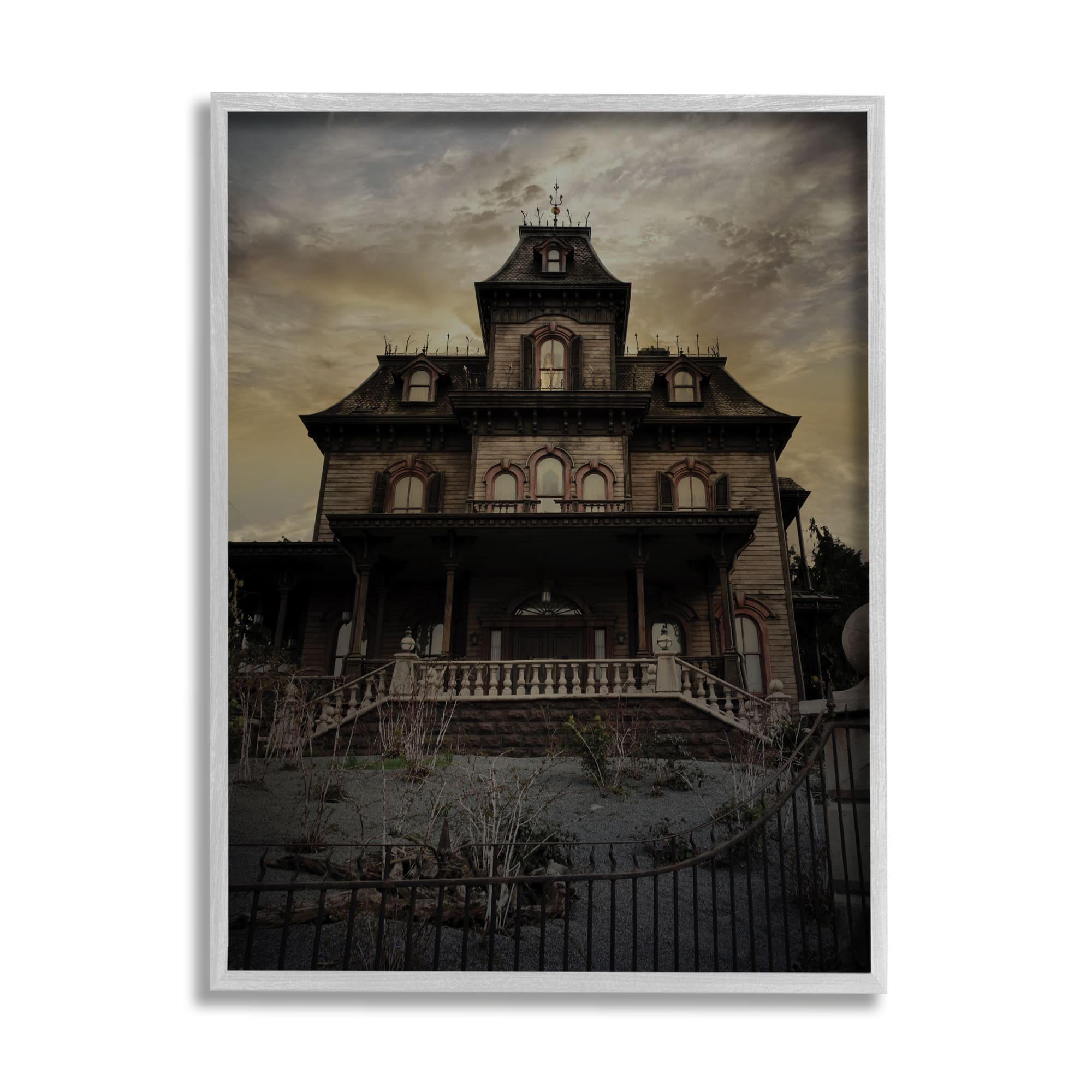 Stupell Industries Haunted House Landscape Framed Giclee Art